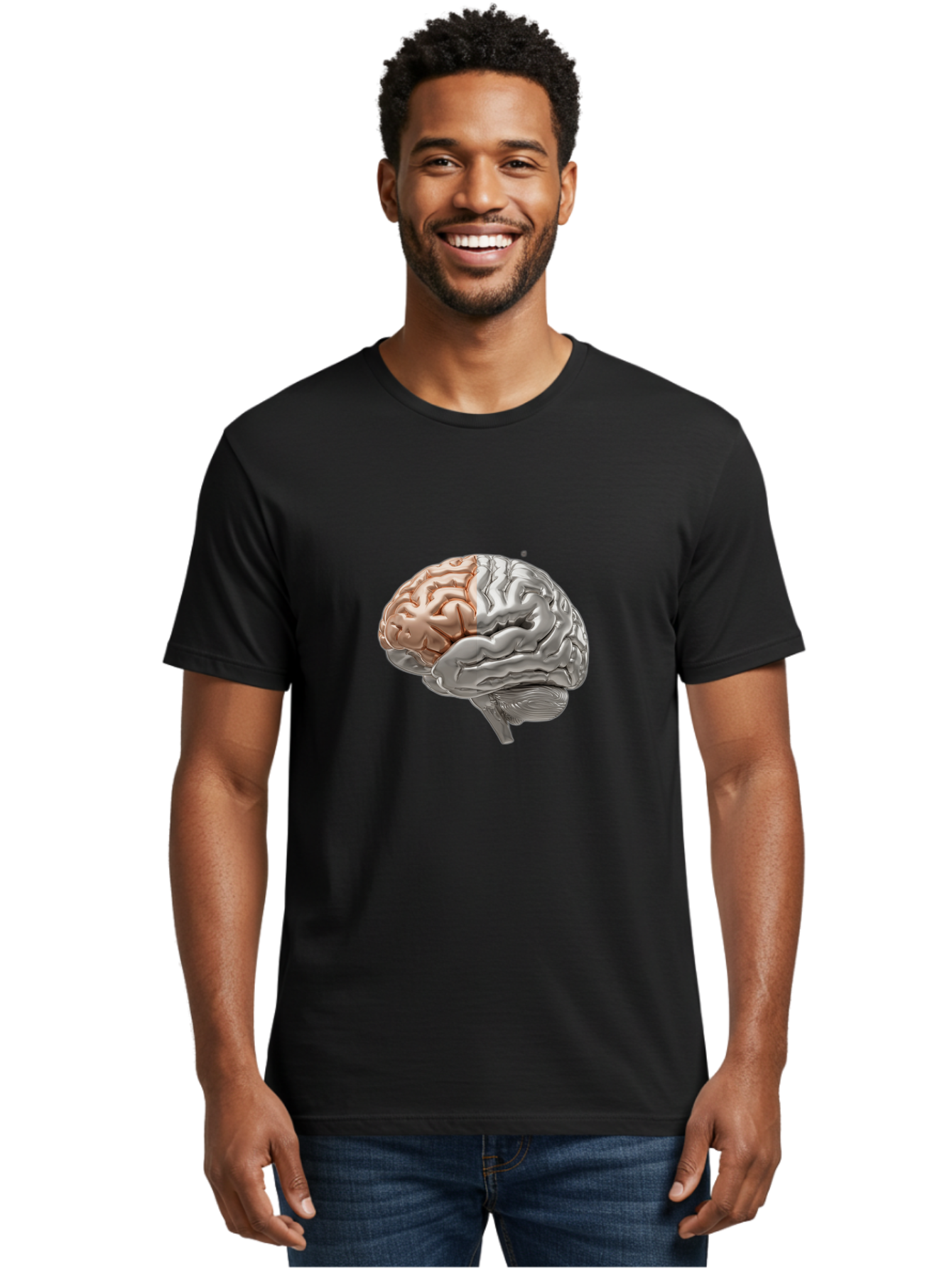 Human-Brain-6 Men'S Graphic Tee, 100% Cotton, Comfortable Casual Summer Wear, Machine Washable, Human Brain, Neuroscience, Cognitive Function, Brain Structure, Anatomy, Medical Illustration, Brain Scan, Neurological Study, Cognitive Psychology Baa844