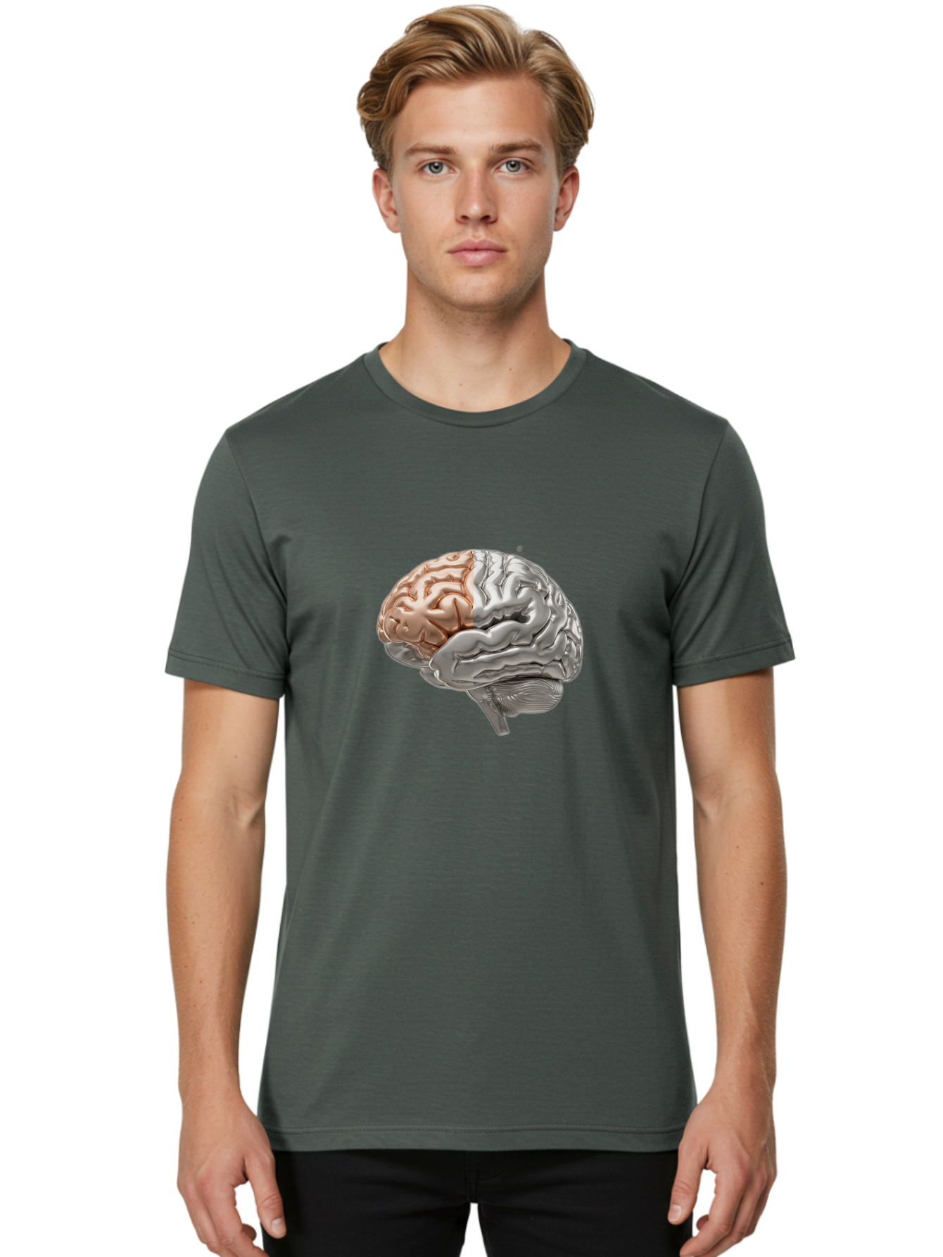 Human-Brain-6 Men'S Graphic Tee, 100% Cotton, Comfortable Casual Summer Wear, Machine Washable, Human Brain, Neuroscience, Cognitive Function, Brain Structure, Anatomy, Medical Illustration, Brain Scan, Neurological Study, Cognitive Psychology Baa844