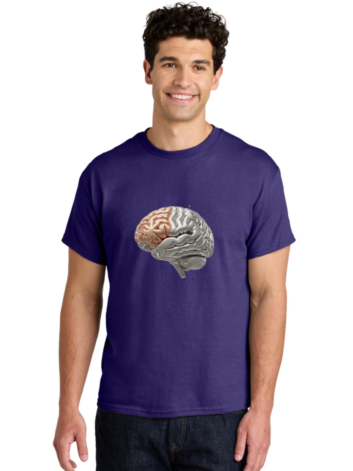 Human-Brain-6 Men'S Graphic Tee, 100% Cotton, Comfortable Casual Summer Wear, Machine Washable, Human Brain, Neuroscience, Cognitive Function, Brain Structure, Anatomy, Medical Illustration, Brain Scan, Neurological Study, Cognitive Psychology Baa844