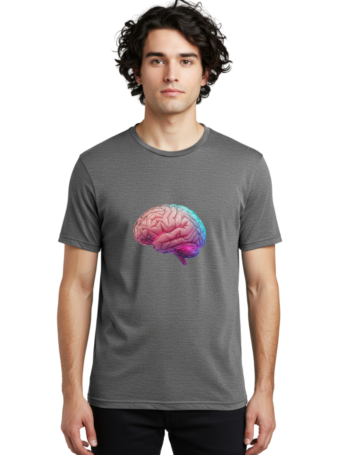 Human-Brain-7 Men'S Graphic Tee, 100% Cotton, Comfortable Casual Summer Wear, Machine Washable, Human Brain Illustration, Brain Anatomy, Neuroscience, Cognitive Function, Detailed Rendering, Colorful Brain, 3D Model, Medical Art, Baa845