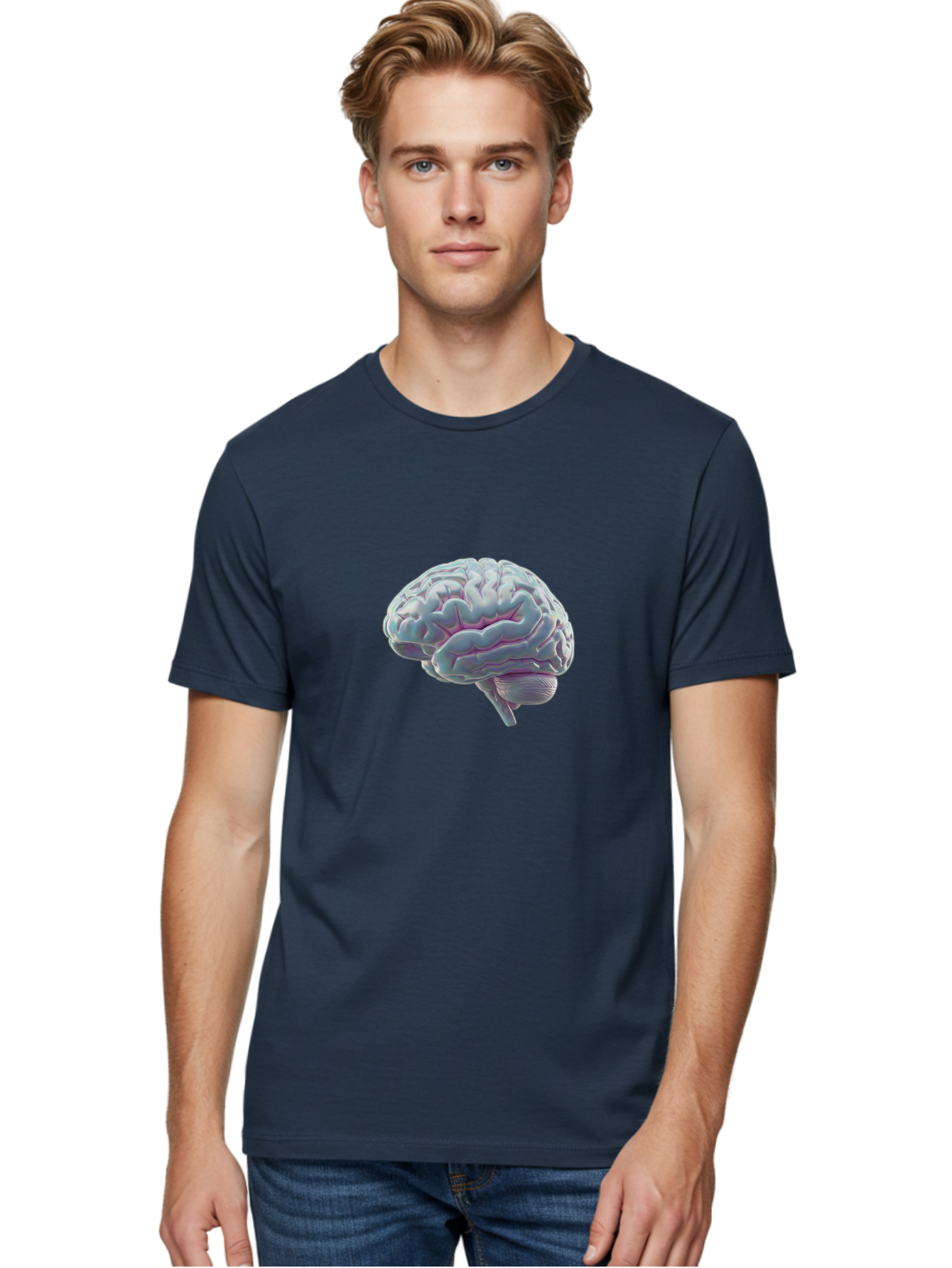 Human-Brain-9 Men'S Graphic Tee, 100% Cotton, Comfortable Casual Summer Wear, Machine Washable, Human Brain, Neuroscience, Cognitive Function, Brain Anatomy, Medical Illustration, 3D Rendering, Detailed Structure, Cerebral Cortex Baa847