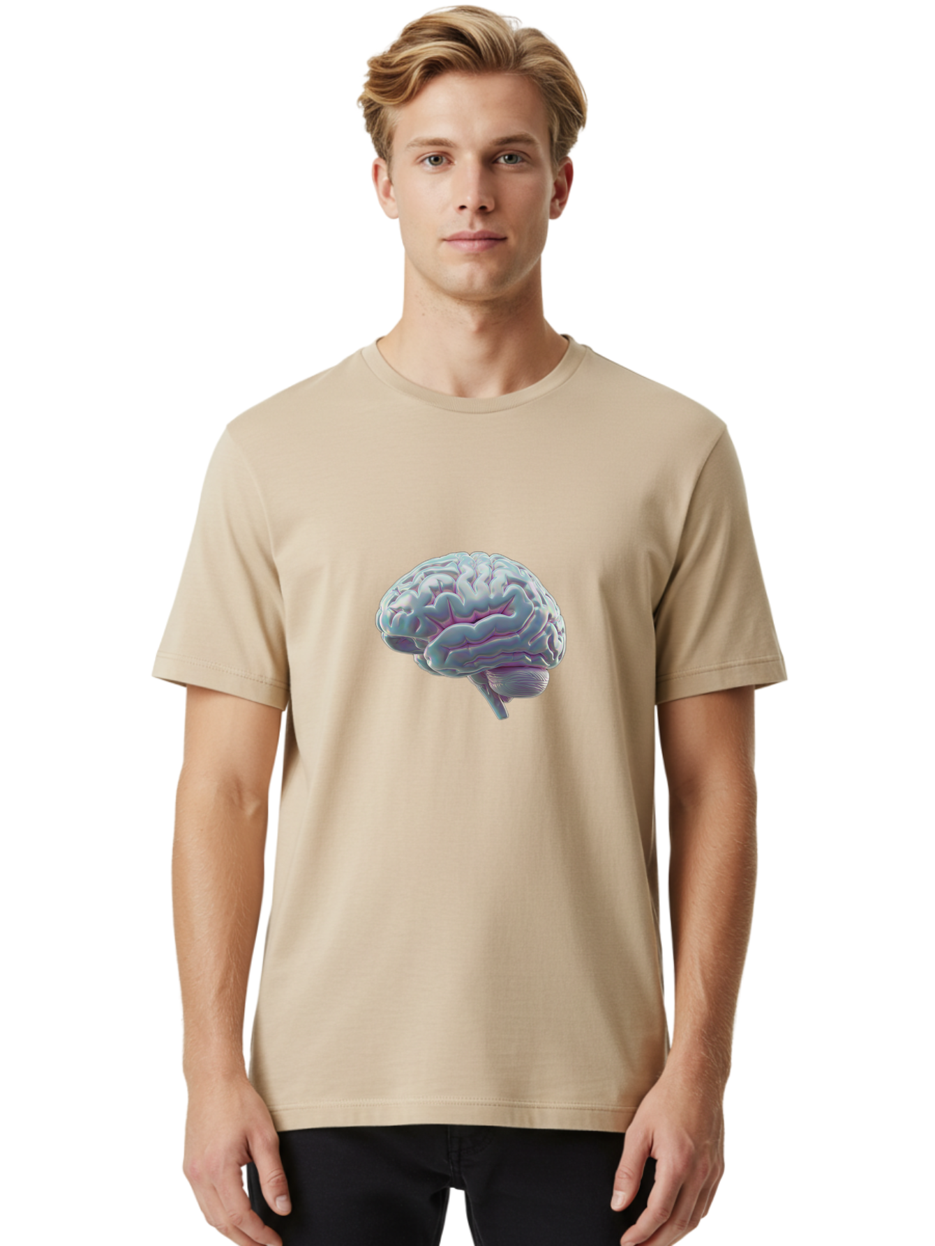Human-Brain-9 Men'S Graphic Tee, 100% Cotton, Comfortable Casual Summer Wear, Machine Washable, Human Brain, Neuroscience, Cognitive Function, Brain Anatomy, Medical Illustration, 3D Rendering, Detailed Structure, Cerebral Cortex Baa847