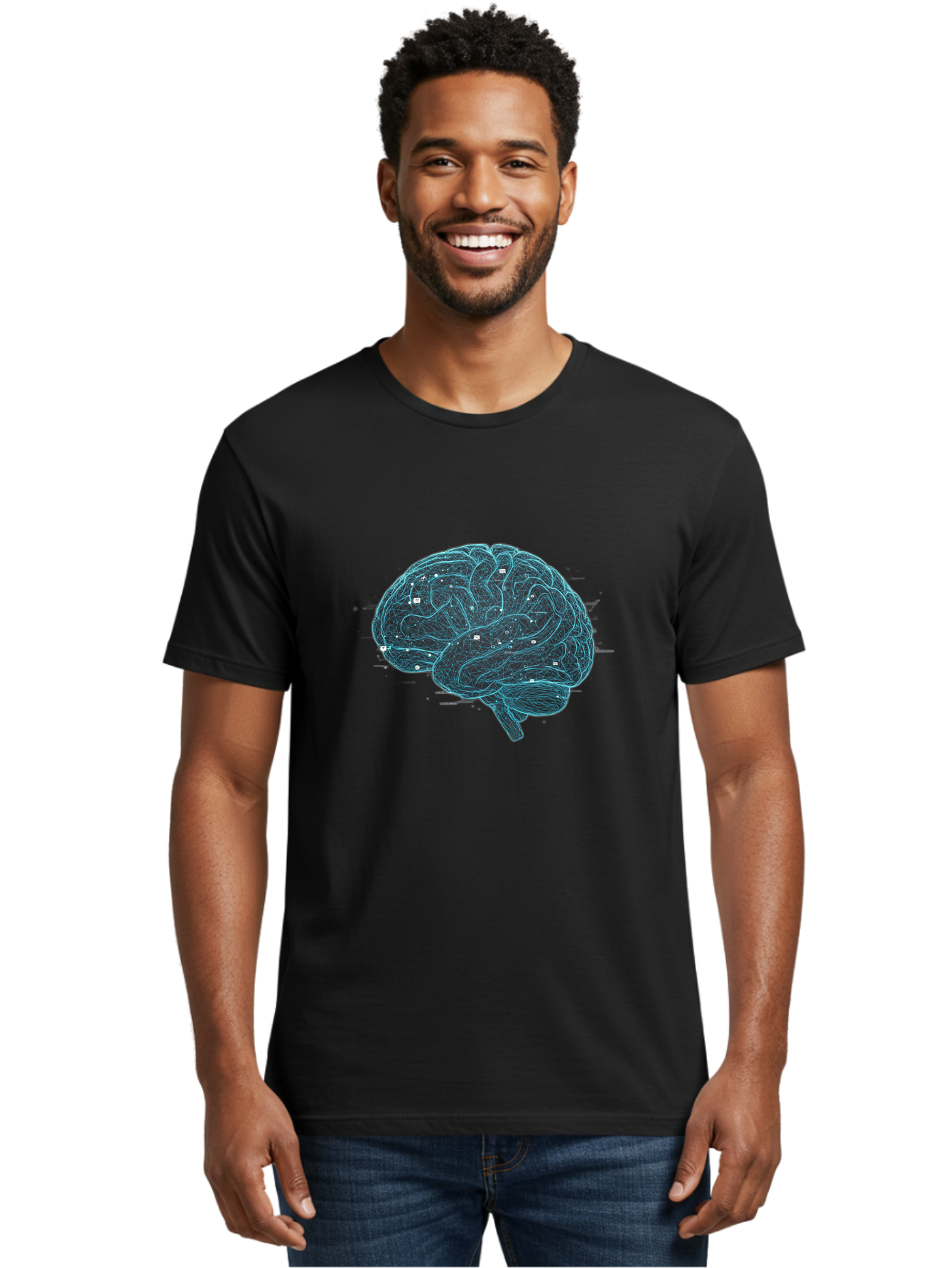 Human-Brain-Circuitry Men'S Graphic Tee, 100% Cotton, Comfortable Casual Summer Wear, Machine Washable, Human Brain, Neural Connections, Circuitry, Brain Function, Neuroscience, Cognitive Thinking, Artificial Intelligence, Futuristic, Baa848