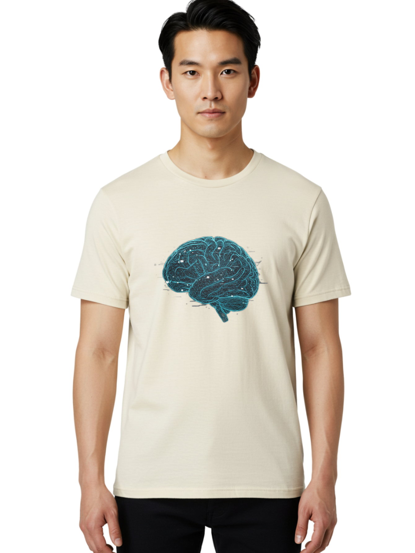 Human-Brain-Circuitry Men'S Graphic Tee, 100% Cotton, Comfortable Casual Summer Wear, Machine Washable, Human Brain, Neural Connections, Circuitry, Brain Function, Neuroscience, Cognitive Thinking, Artificial Intelligence, Futuristic, Baa848
