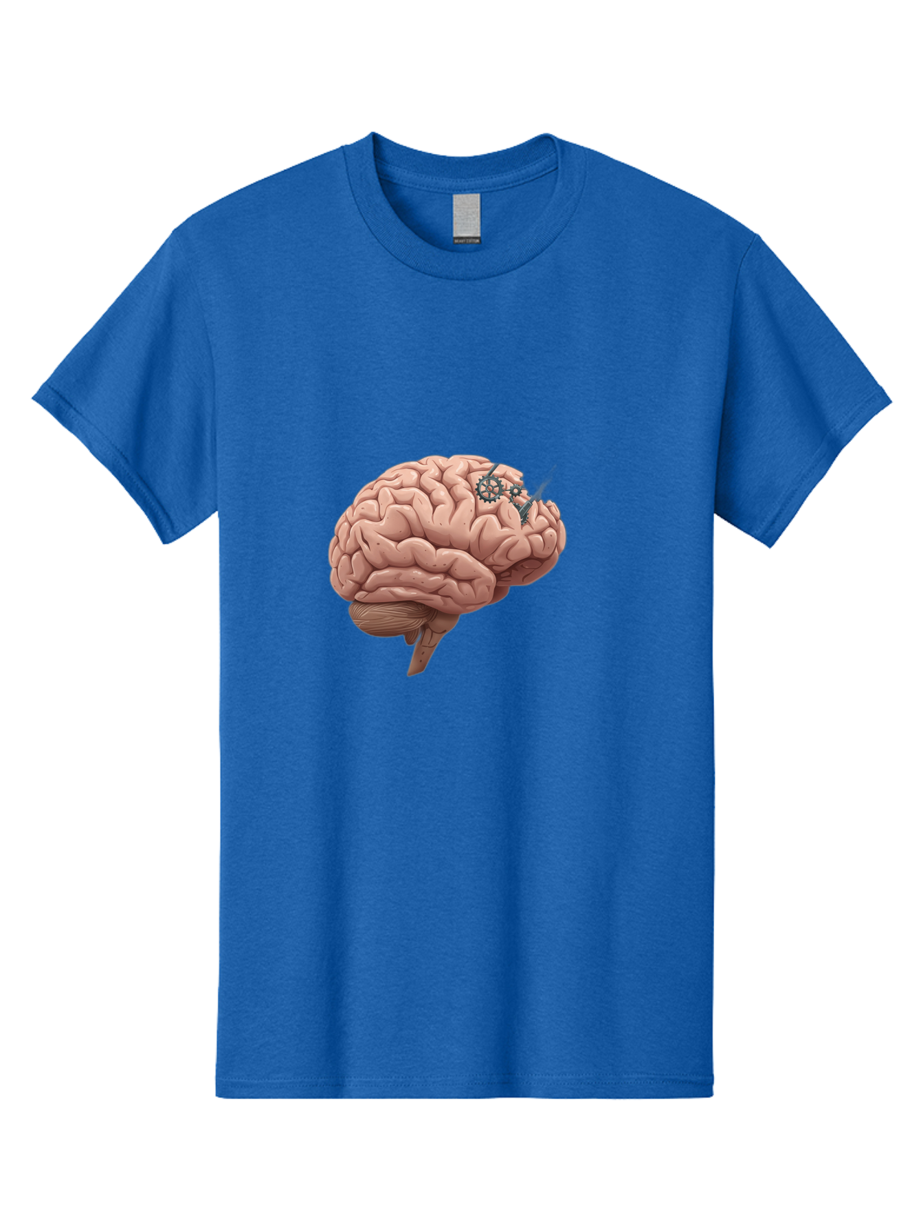 Human-Brain-With-Gears Men'S Graphic Tee, 100% Cotton, Comfortable Casual Summer Wear, Machine Washable, Human Brain, Cognitive Function, Mechanical Gears, Neural Connections, Thinking Process, Innovative Ideas, Brain Activity, Baa849