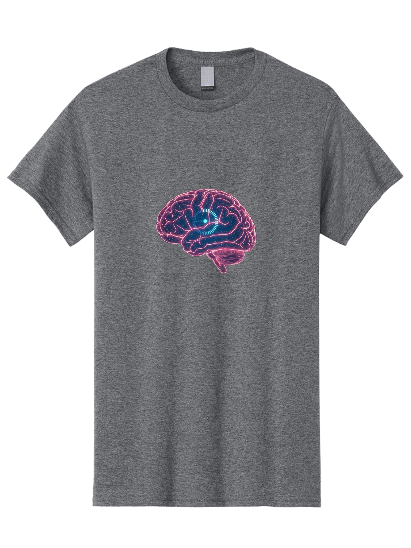 Human-Brain Men'S Graphic Tee, 100% Cotton, Comfortable Casual Summer Wear, Machine Washable, Human Brain, Cognitive Function, Neuroscience, Brain Function, Thought Process, Intelligence, Pink Outline, Blue Glow, Concentrated Thought Baa850