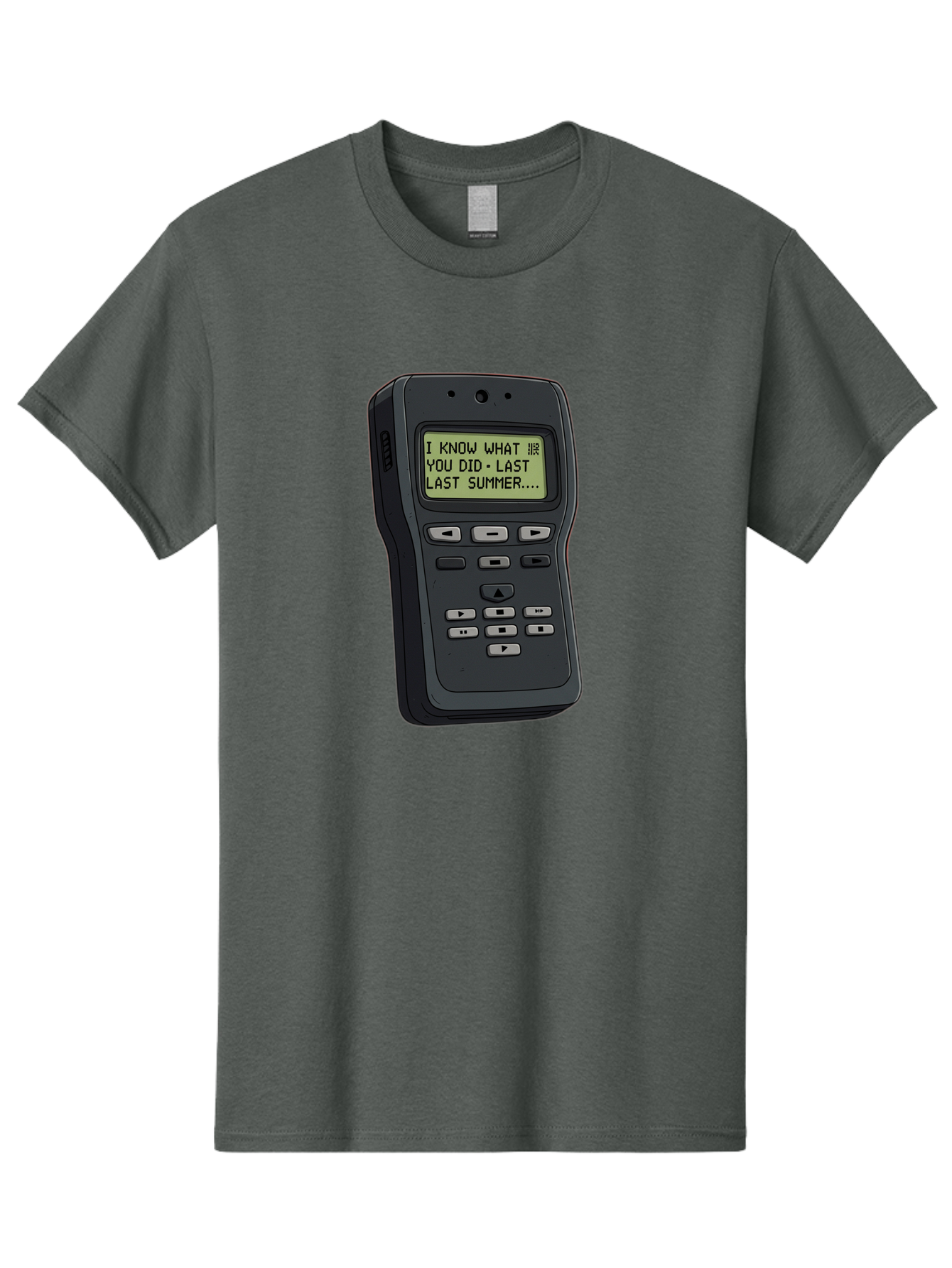 I-Know-What-You-Did-Last-Summer-Pager Men'S Graphic Tee, 100% Cotton, Comfortable Casual Summer Wear, Machine Washable, Black Digital Answering Machine, Ominous Message, Horror Theme, Retro Tech, Spooky Atmosphere, Baa853