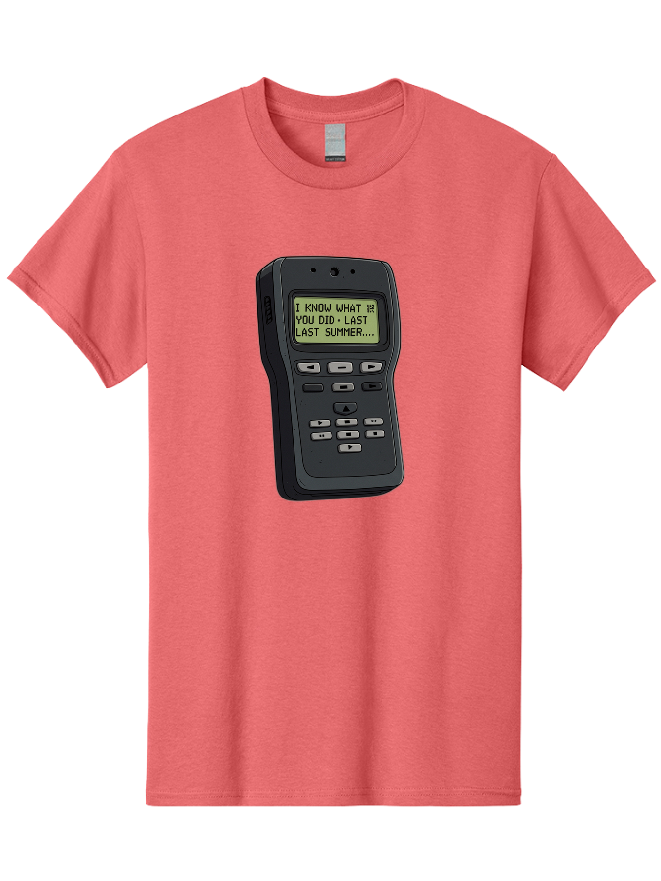 I-Know-What-You-Did-Last-Summer-Pager Men'S Graphic Tee, 100% Cotton, Comfortable Casual Summer Wear, Machine Washable, Black Digital Answering Machine, Ominous Message, Horror Theme, Retro Tech, Spooky Atmosphere, Baa853