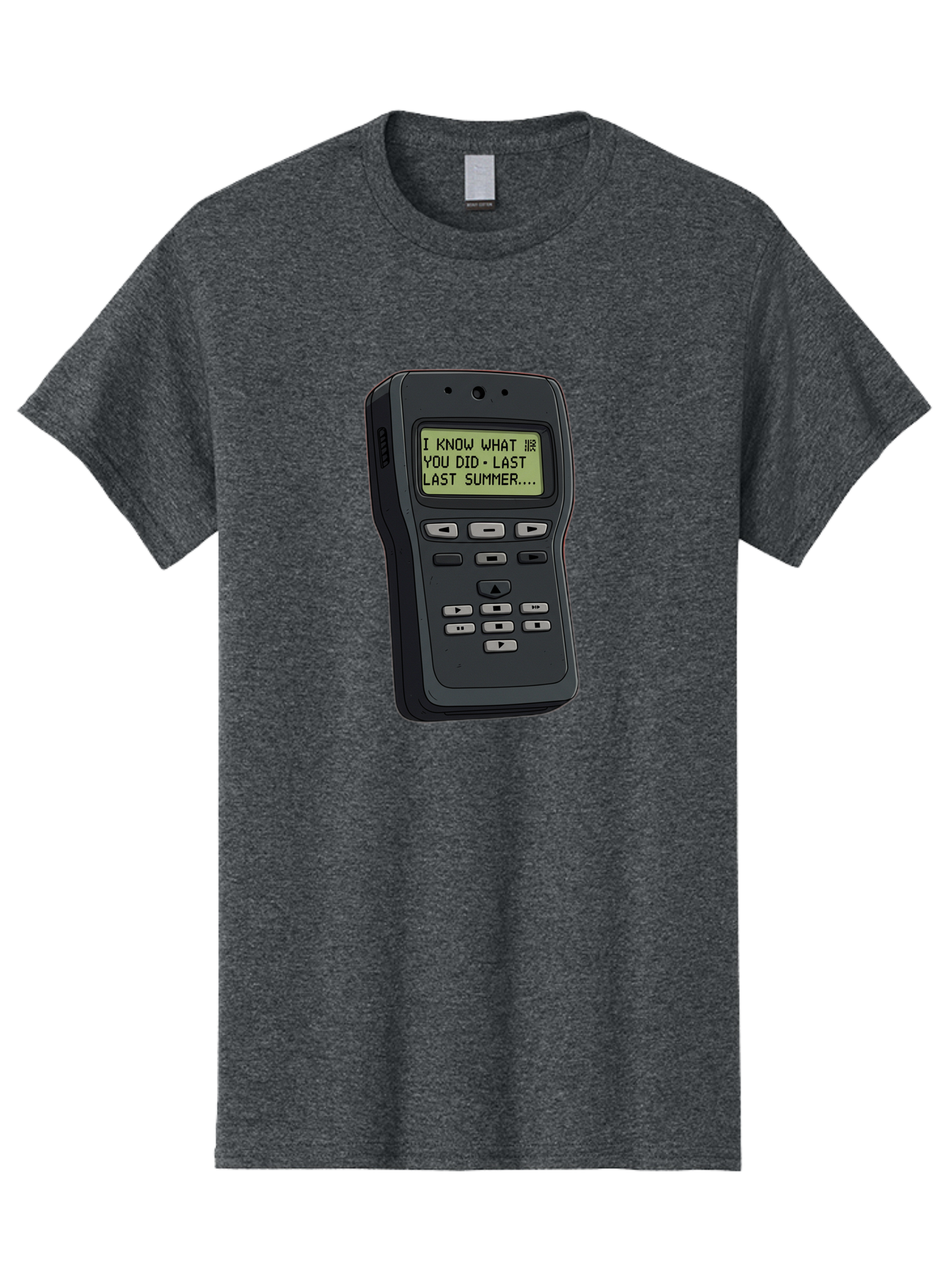 I-Know-What-You-Did-Last-Summer-Pager Men'S Graphic Tee, 100% Cotton, Comfortable Casual Summer Wear, Machine Washable, Black Digital Answering Machine, Ominous Message, Horror Theme, Retro Tech, Spooky Atmosphere, Baa853