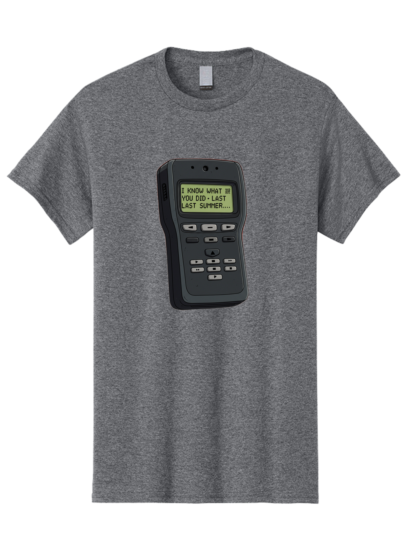 I-Know-What-You-Did-Last-Summer-Pager Men'S Graphic Tee, 100% Cotton, Comfortable Casual Summer Wear, Machine Washable, Black Digital Answering Machine, Ominous Message, Horror Theme, Retro Tech, Spooky Atmosphere, Baa853