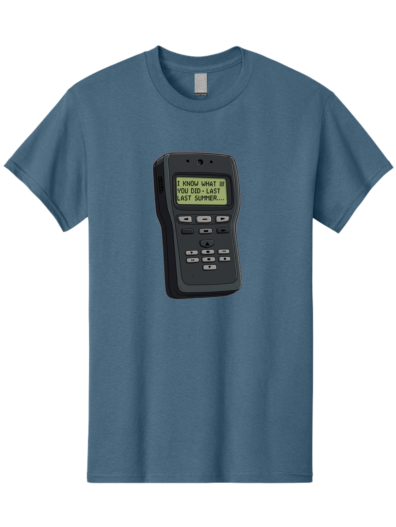 I-Know-What-You-Did-Last-Summer-Pager Men'S Graphic Tee, 100% Cotton, Comfortable Casual Summer Wear, Machine Washable, Black Digital Answering Machine, Ominous Message, Horror Theme, Retro Tech, Spooky Atmosphere, Baa853