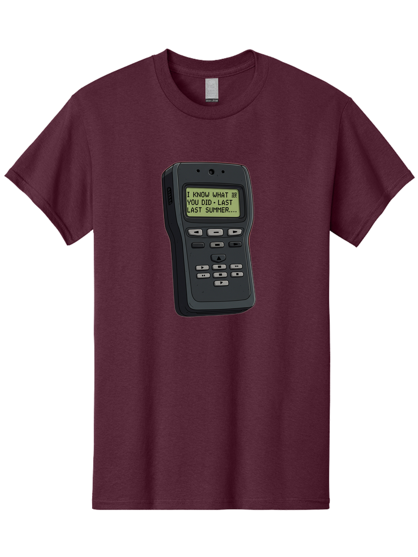 I-Know-What-You-Did-Last-Summer-Pager Men'S Graphic Tee, 100% Cotton, Comfortable Casual Summer Wear, Machine Washable, Black Digital Answering Machine, Ominous Message, Horror Theme, Retro Tech, Spooky Atmosphere, Baa853