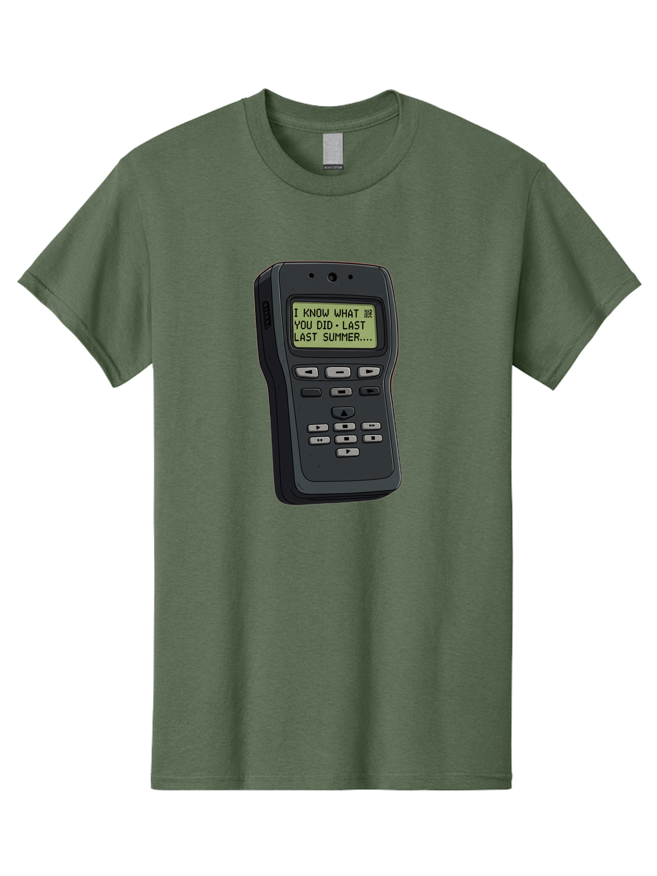 I-Know-What-You-Did-Last-Summer-Pager Men'S Graphic Tee, 100% Cotton, Comfortable Casual Summer Wear, Machine Washable, Black Digital Answering Machine, Ominous Message, Horror Theme, Retro Tech, Spooky Atmosphere, Baa853