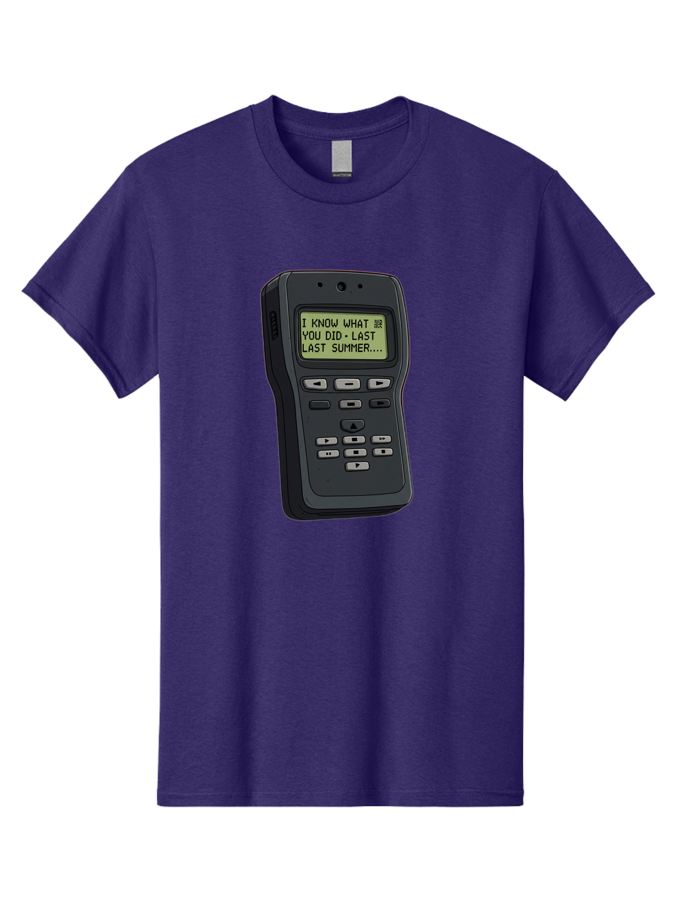 I-Know-What-You-Did-Last-Summer-Pager Men'S Graphic Tee, 100% Cotton, Comfortable Casual Summer Wear, Machine Washable, Black Digital Answering Machine, Ominous Message, Horror Theme, Retro Tech, Spooky Atmosphere, Baa853