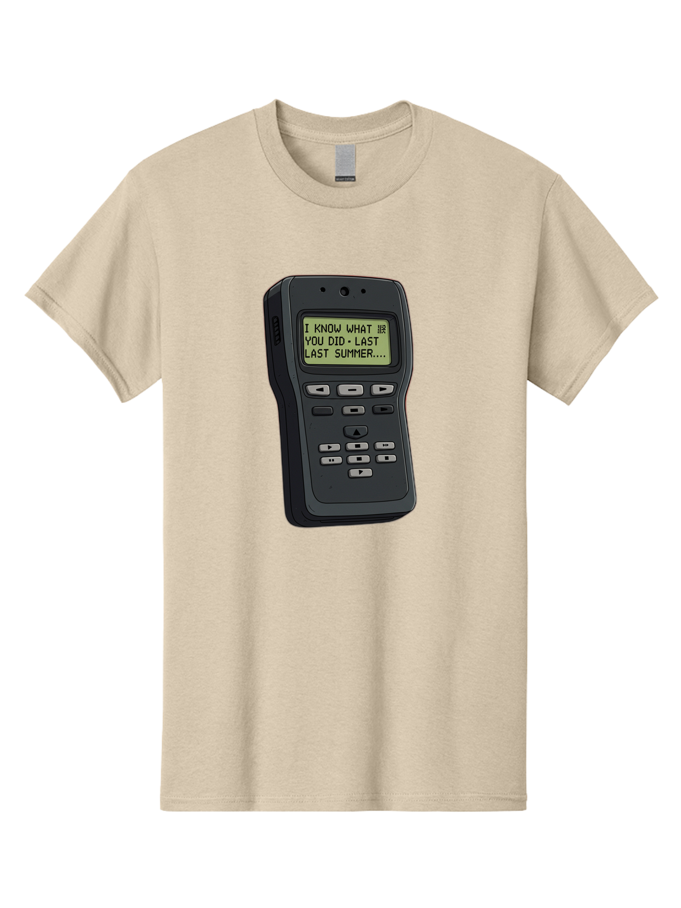 I-Know-What-You-Did-Last-Summer-Pager Men'S Graphic Tee, 100% Cotton, Comfortable Casual Summer Wear, Machine Washable, Black Digital Answering Machine, Ominous Message, Horror Theme, Retro Tech, Spooky Atmosphere, Baa853