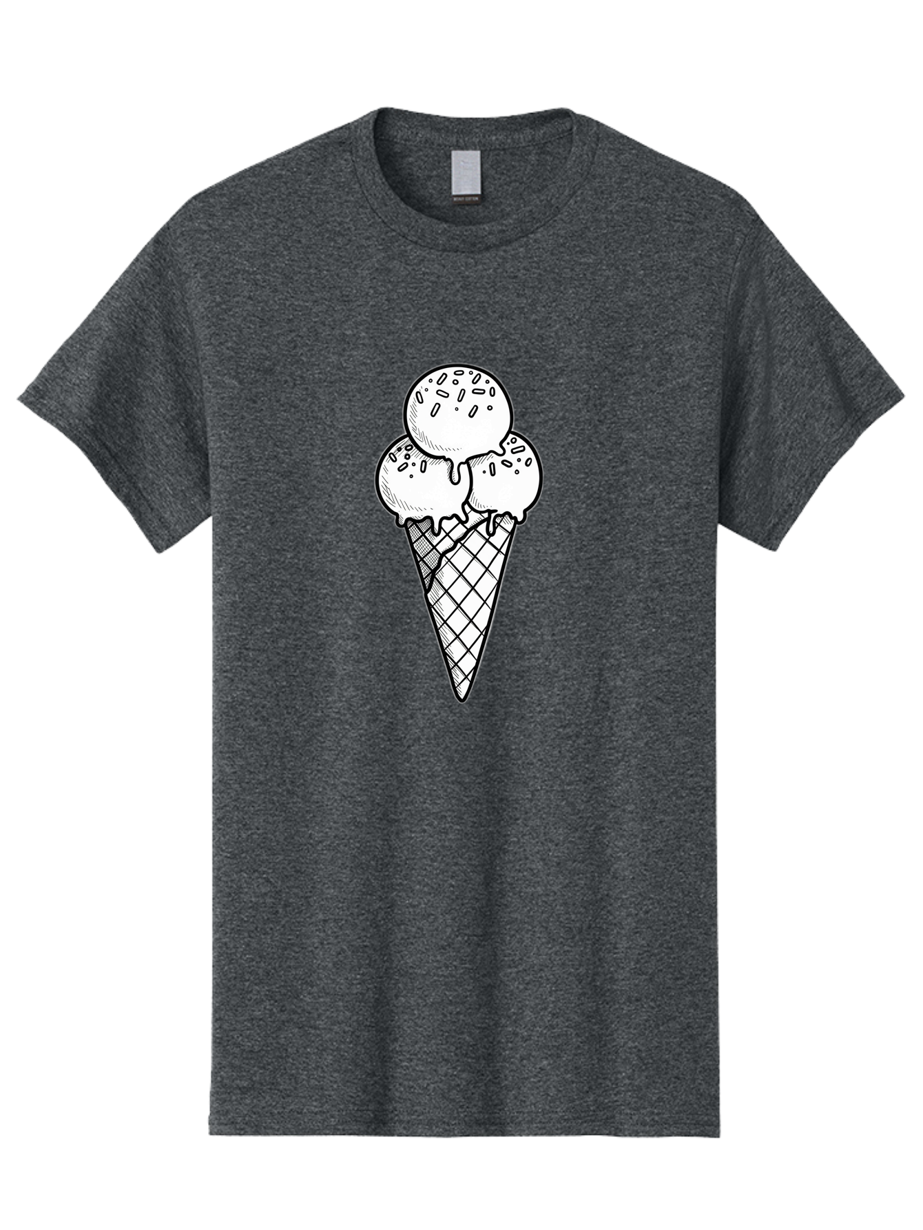 Ice-Cream-Cone-13 Men'S Graphic Tee, 100% Cotton, Comfortable Casual Summer Wear, Machine Washable, Ice Cream Cone, Three Scoops, Melting Ice Cream, Sweet Treats, Dessert Ideas, Ice Cream Lovers, Hand-Drawn Illustration, Sprinkles, Waffle Cone Baa858