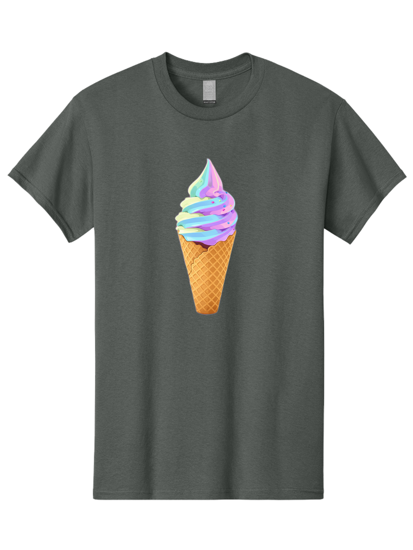 Ice-Cream-Cone-17 Men'S Graphic Tee, 100% Cotton, Comfortable Casual Summer Wear, Machine Washable, Soft Serve Ice Cream, Pastel Colors, Sprinkles, Waffle Cone, Sweet Treats, Dessert, Colorful, Summer Vibes Baa862