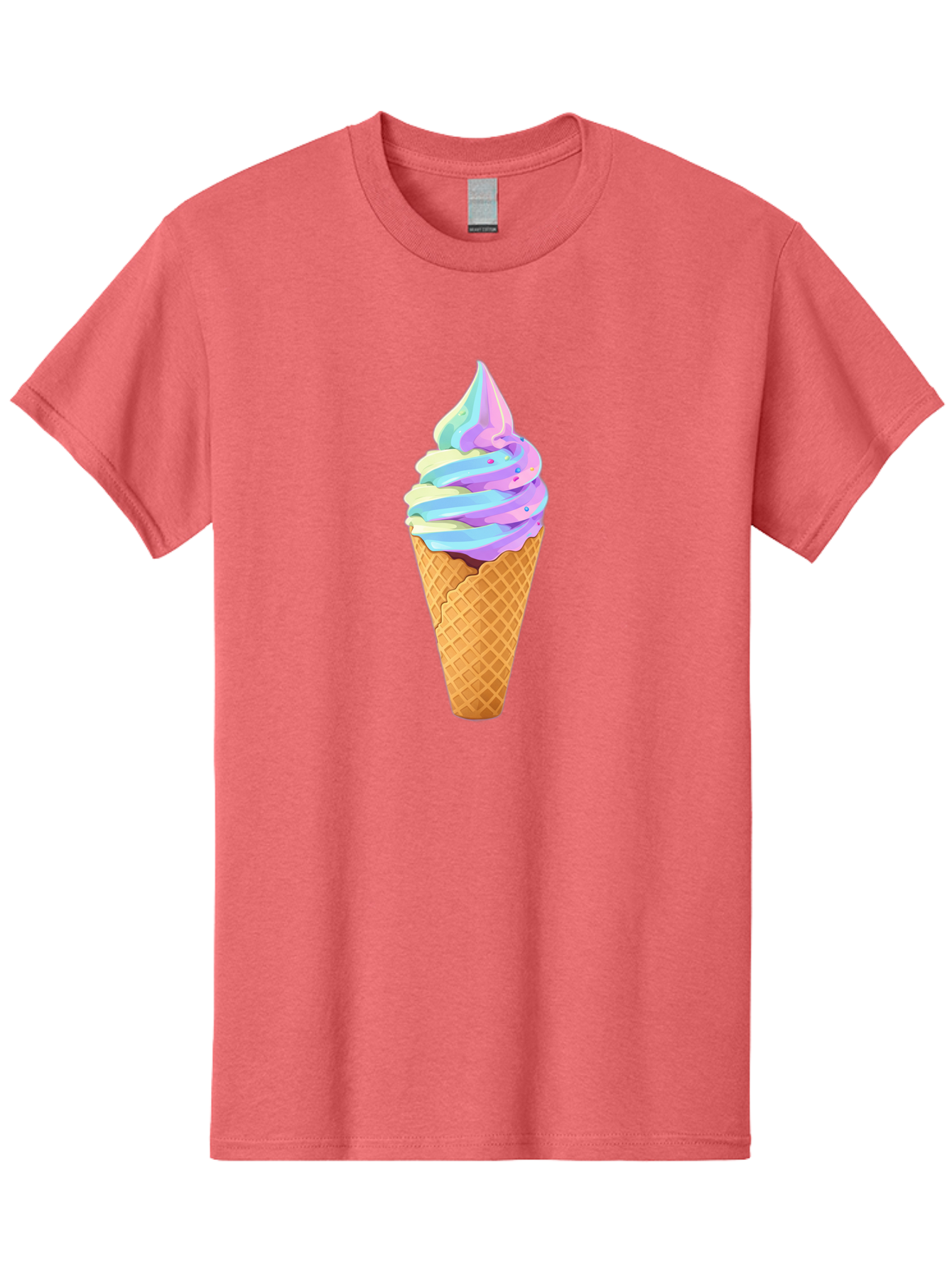 Ice-Cream-Cone-17 Men'S Graphic Tee, 100% Cotton, Comfortable Casual Summer Wear, Machine Washable, Soft Serve Ice Cream, Pastel Colors, Sprinkles, Waffle Cone, Sweet Treats, Dessert, Colorful, Summer Vibes Baa862