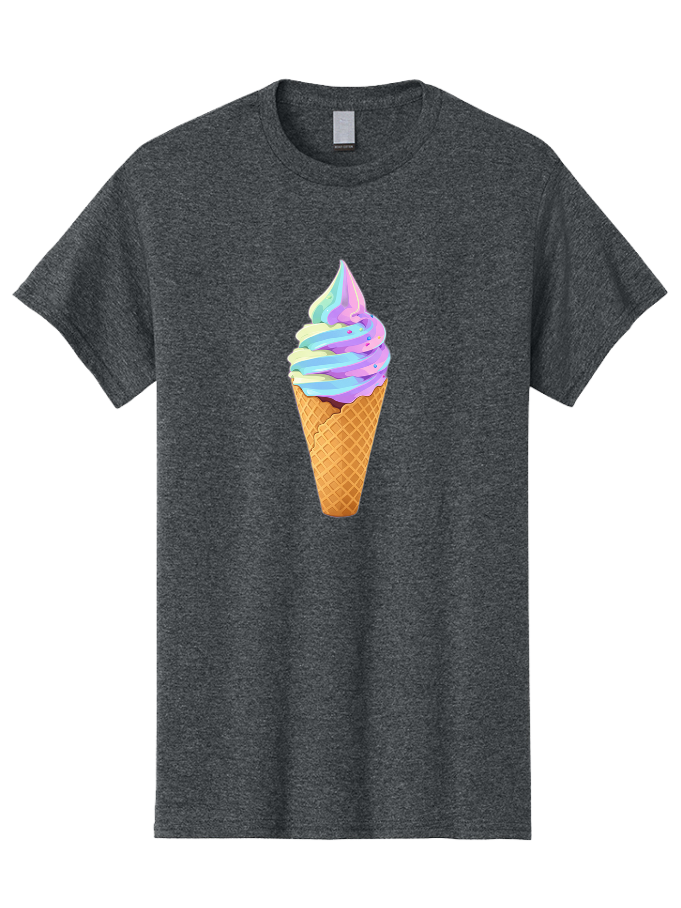 Ice-Cream-Cone-17 Men'S Graphic Tee, 100% Cotton, Comfortable Casual Summer Wear, Machine Washable, Soft Serve Ice Cream, Pastel Colors, Sprinkles, Waffle Cone, Sweet Treats, Dessert, Colorful, Summer Vibes Baa862