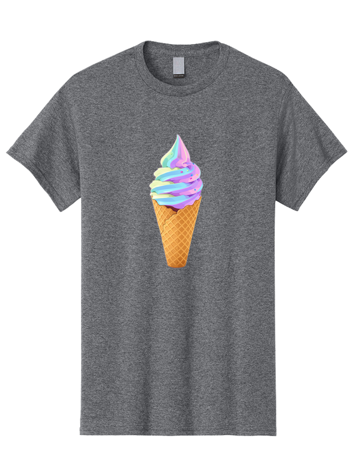 Ice-Cream-Cone-17 Men'S Graphic Tee, 100% Cotton, Comfortable Casual Summer Wear, Machine Washable, Soft Serve Ice Cream, Pastel Colors, Sprinkles, Waffle Cone, Sweet Treats, Dessert, Colorful, Summer Vibes Baa862