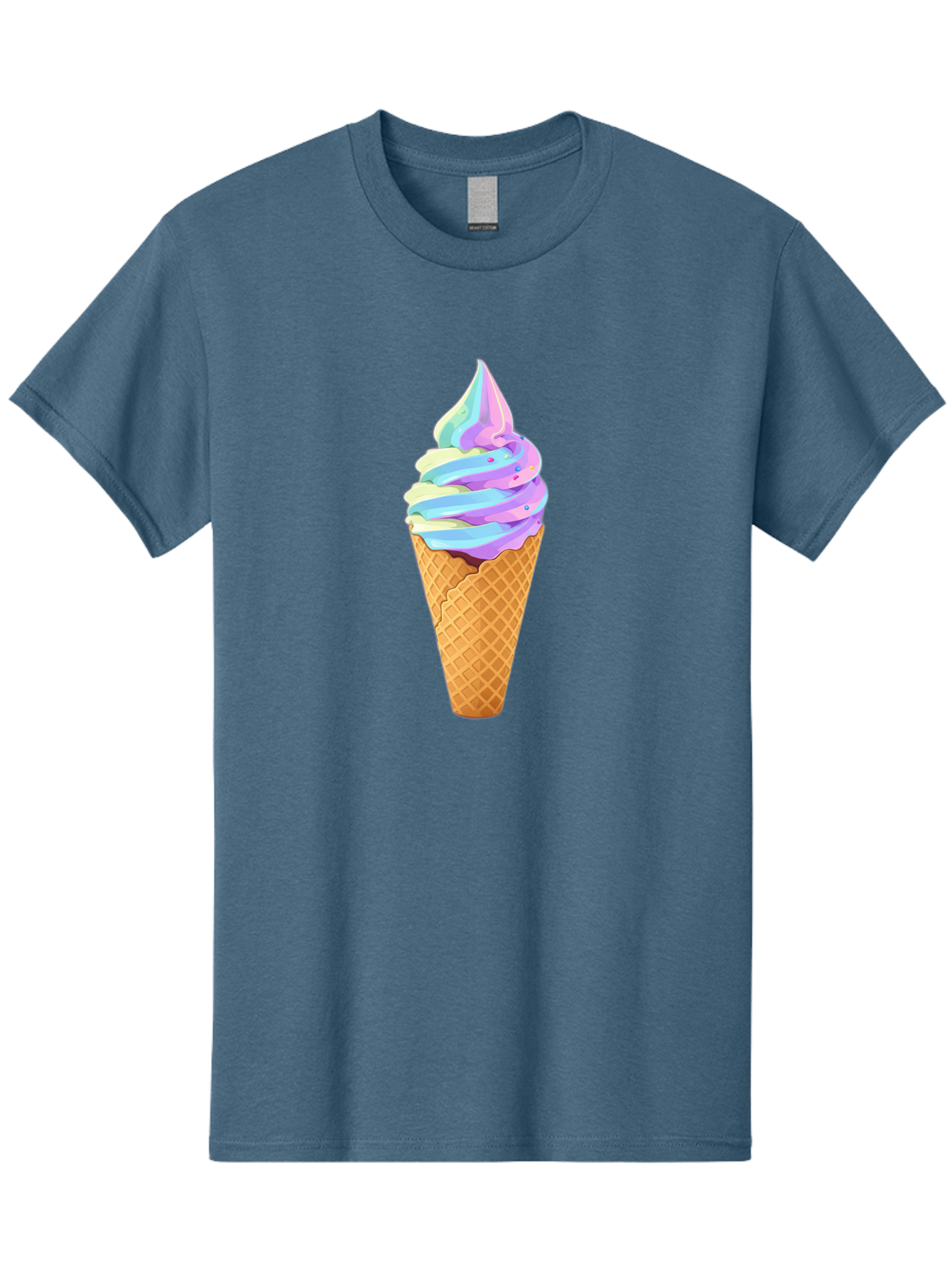 Ice-Cream-Cone-17 Men'S Graphic Tee, 100% Cotton, Comfortable Casual Summer Wear, Machine Washable, Soft Serve Ice Cream, Pastel Colors, Sprinkles, Waffle Cone, Sweet Treats, Dessert, Colorful, Summer Vibes Baa862
