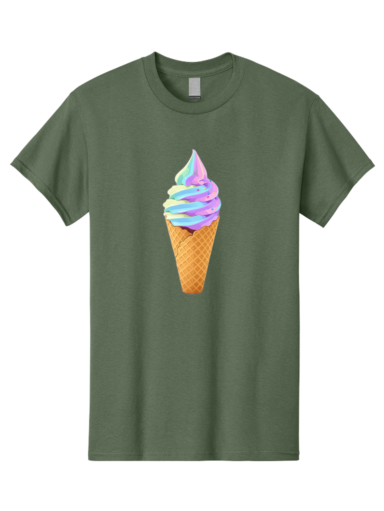 Ice-Cream-Cone-17 Men'S Graphic Tee, 100% Cotton, Comfortable Casual Summer Wear, Machine Washable, Soft Serve Ice Cream, Pastel Colors, Sprinkles, Waffle Cone, Sweet Treats, Dessert, Colorful, Summer Vibes Baa862