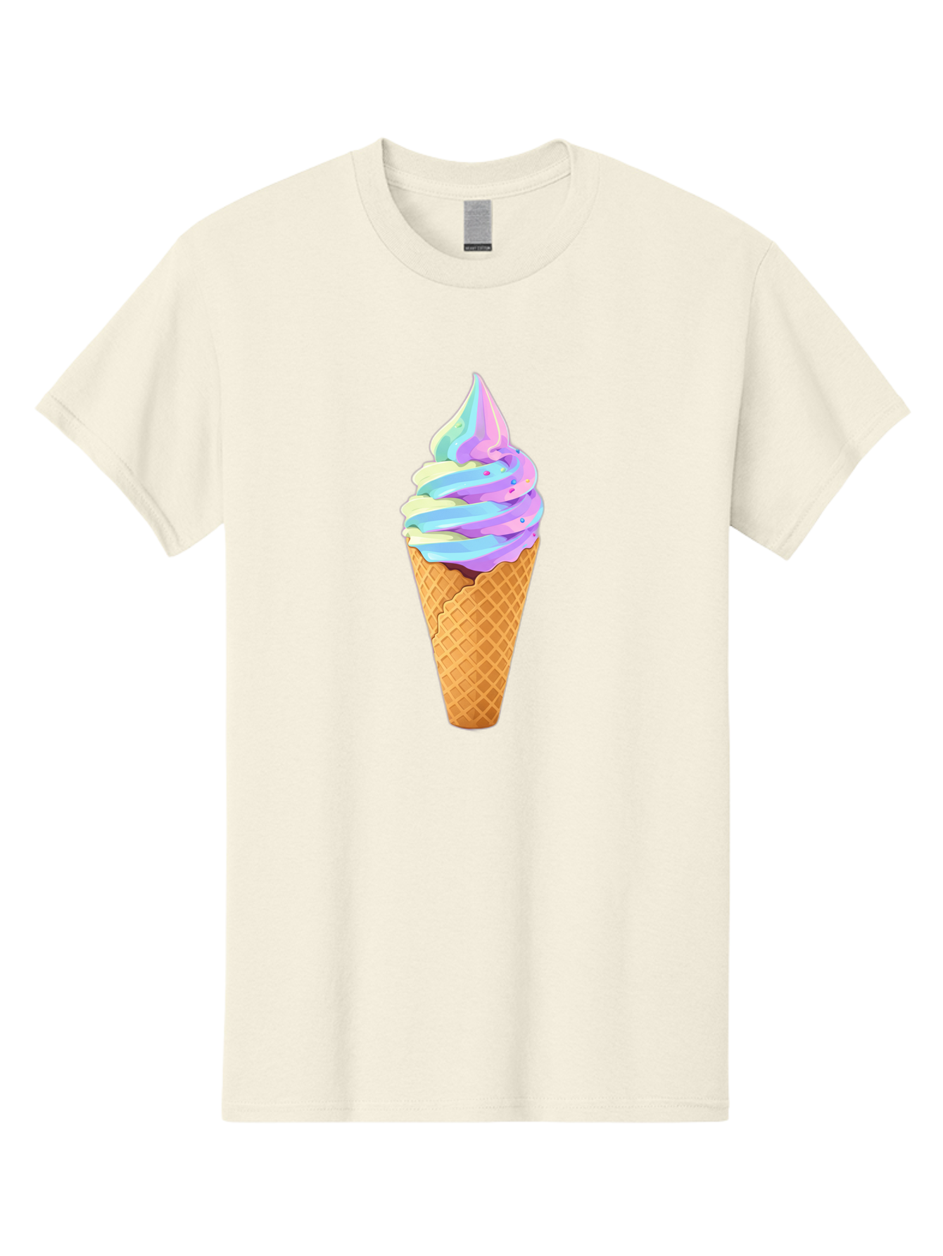 Ice-Cream-Cone-17 Men'S Graphic Tee, 100% Cotton, Comfortable Casual Summer Wear, Machine Washable, Soft Serve Ice Cream, Pastel Colors, Sprinkles, Waffle Cone, Sweet Treats, Dessert, Colorful, Summer Vibes Baa862