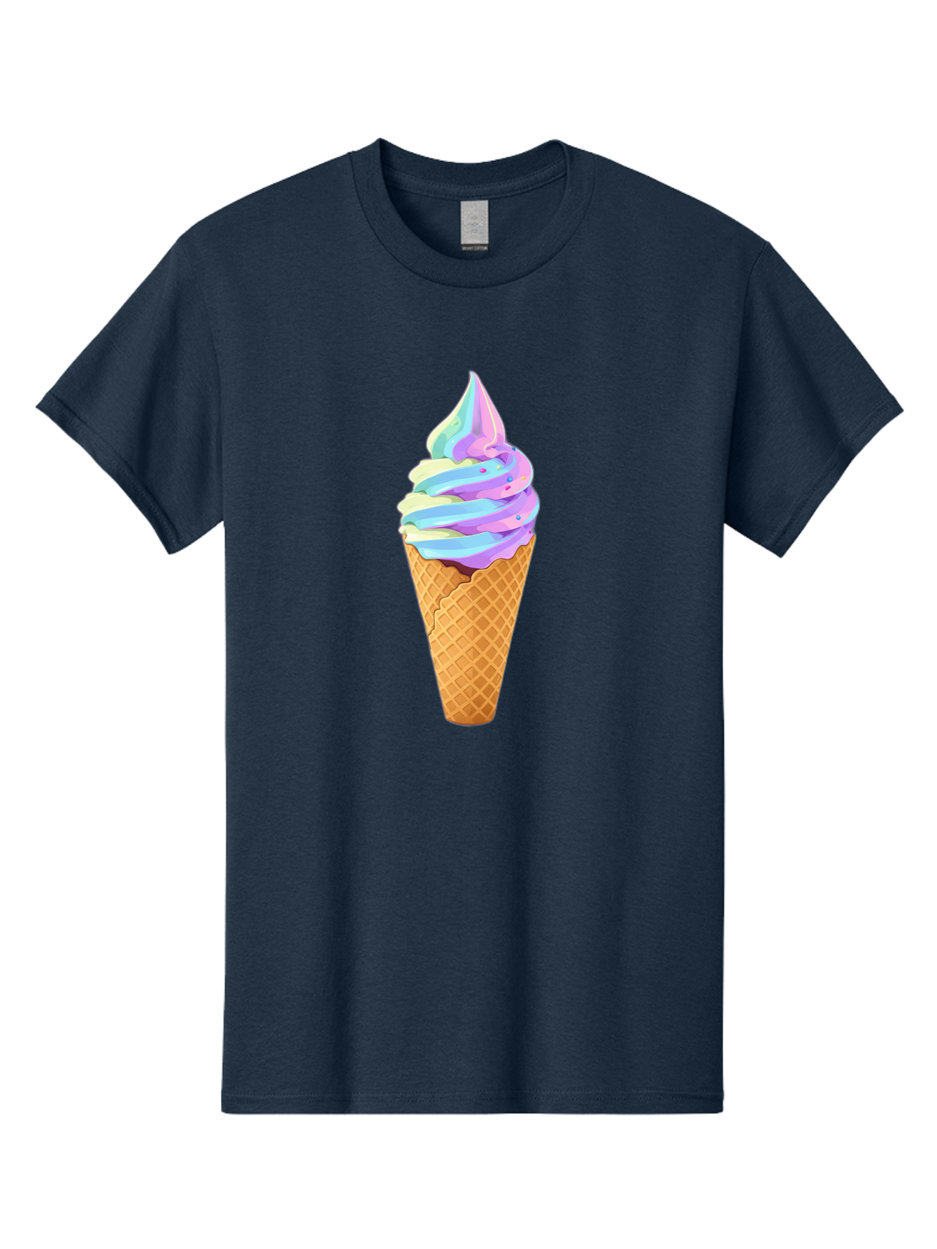 Ice-Cream-Cone-17 Men'S Graphic Tee, 100% Cotton, Comfortable Casual Summer Wear, Machine Washable, Soft Serve Ice Cream, Pastel Colors, Sprinkles, Waffle Cone, Sweet Treats, Dessert, Colorful, Summer Vibes Baa862