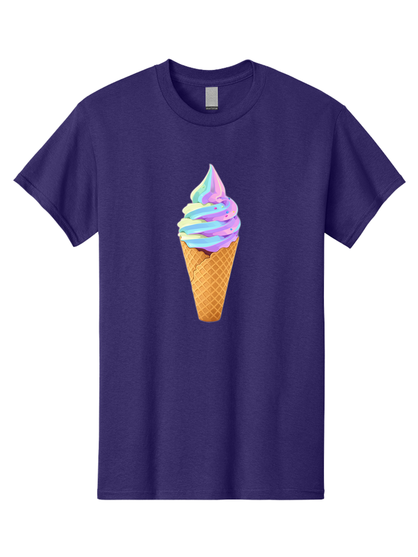 Ice-Cream-Cone-17 Men'S Graphic Tee, 100% Cotton, Comfortable Casual Summer Wear, Machine Washable, Soft Serve Ice Cream, Pastel Colors, Sprinkles, Waffle Cone, Sweet Treats, Dessert, Colorful, Summer Vibes Baa862