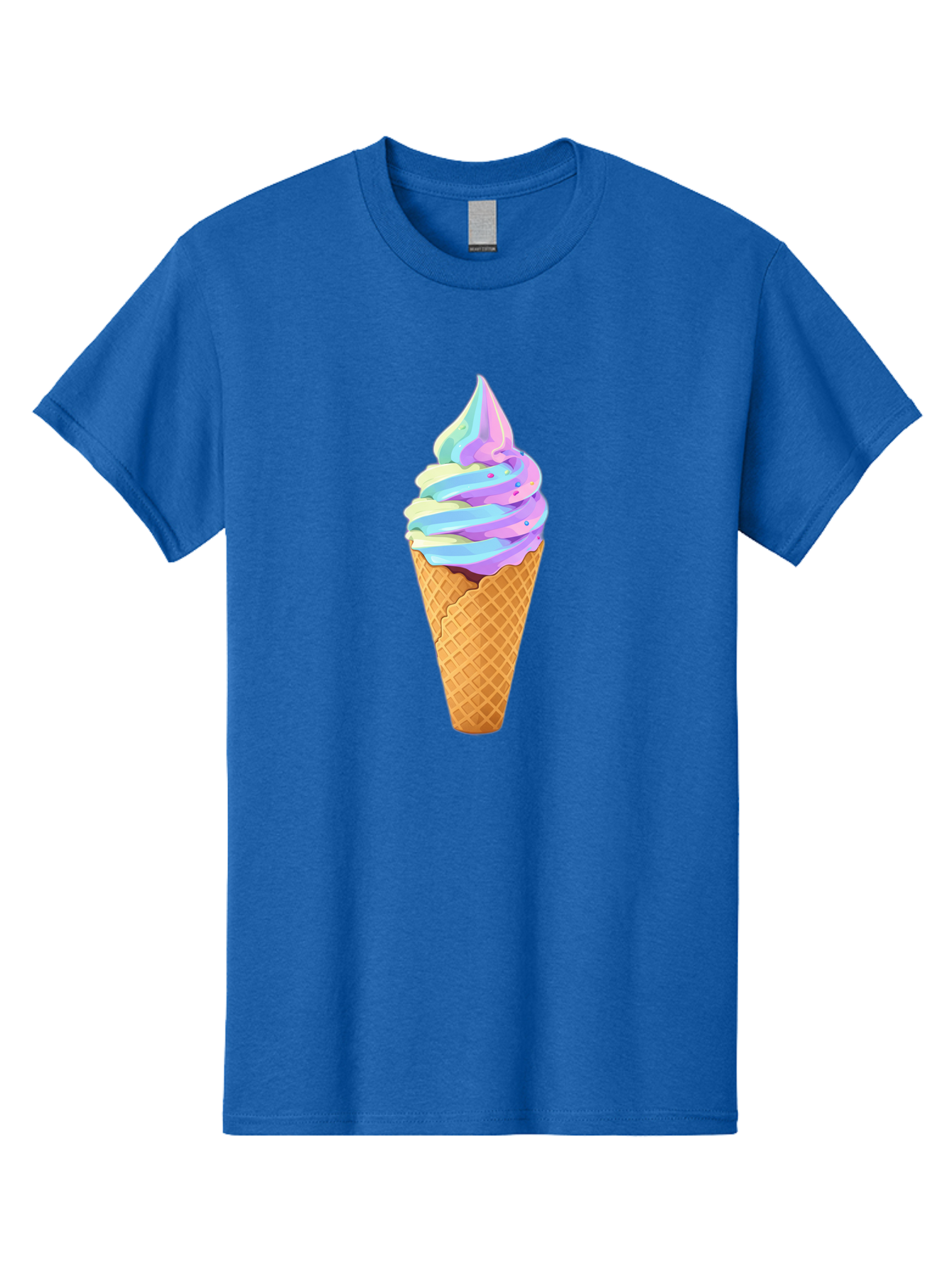 Ice-Cream-Cone-17 Men'S Graphic Tee, 100% Cotton, Comfortable Casual Summer Wear, Machine Washable, Soft Serve Ice Cream, Pastel Colors, Sprinkles, Waffle Cone, Sweet Treats, Dessert, Colorful, Summer Vibes Baa862