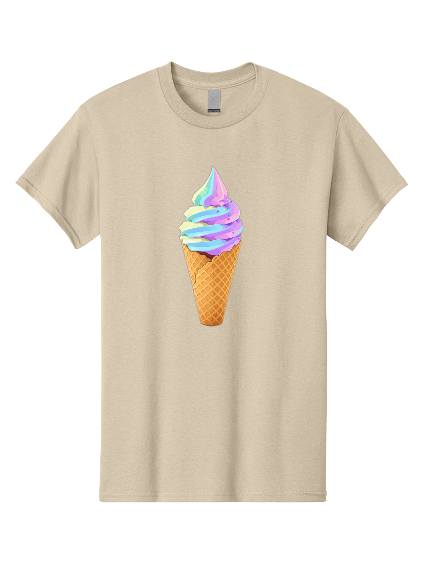Ice-Cream-Cone-17 Men'S Graphic Tee, 100% Cotton, Comfortable Casual Summer Wear, Machine Washable, Soft Serve Ice Cream, Pastel Colors, Sprinkles, Waffle Cone, Sweet Treats, Dessert, Colorful, Summer Vibes Baa862