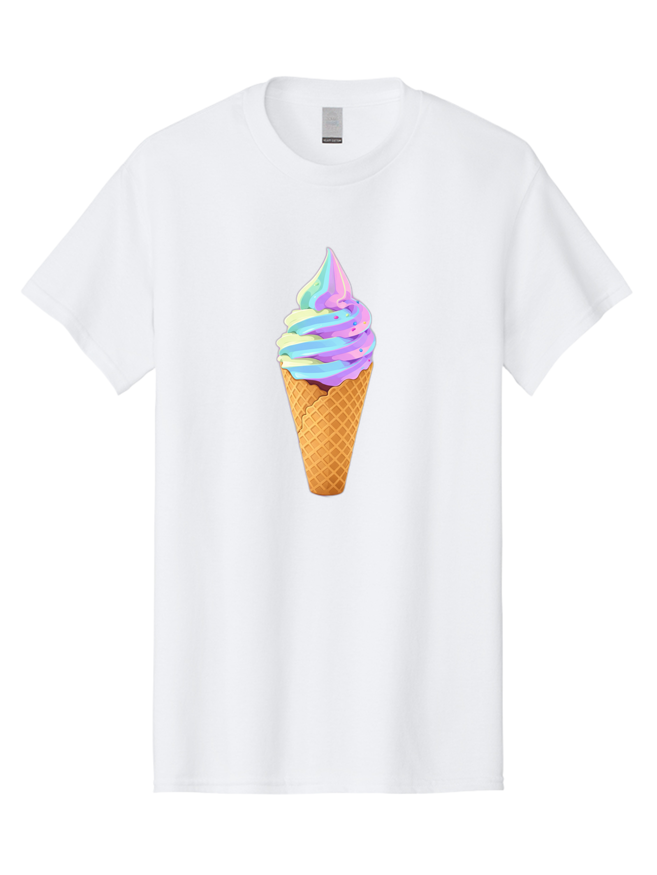 Ice-Cream-Cone-17 Men'S Graphic Tee, 100% Cotton, Comfortable Casual Summer Wear, Machine Washable, Soft Serve Ice Cream, Pastel Colors, Sprinkles, Waffle Cone, Sweet Treats, Dessert, Colorful, Summer Vibes Baa862