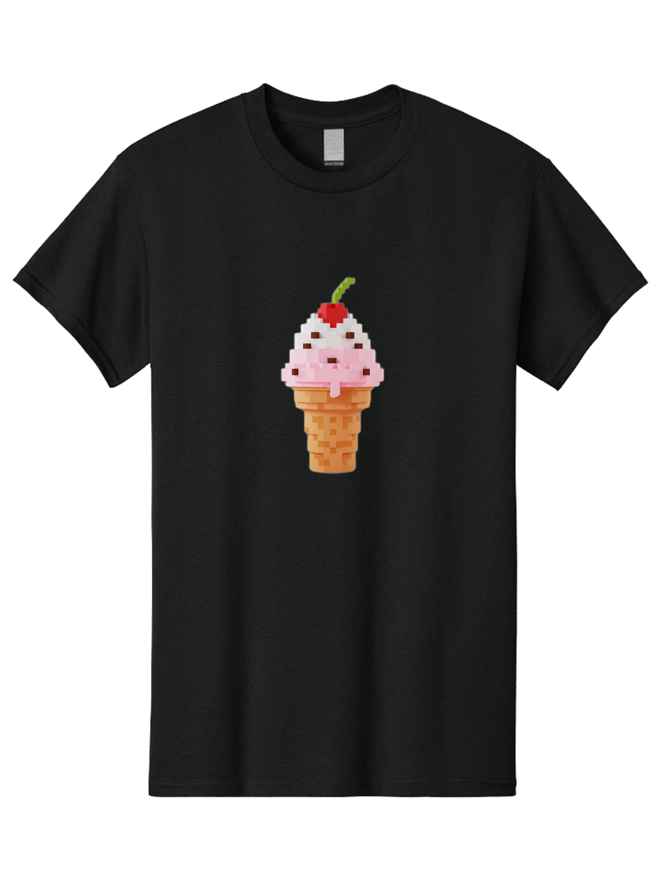 Ice-Cream-Cone-3 Men'S Graphic Tee, 100% Cotton, Comfortable Casual Summer Wear, Machine Washable, Pixel Art Ice Cream, Strawberry Ice Cream Cone, Chocolate Chips, Melting Ice Cream, Pixelated Dessert, Sweet Treat, Digital Art, Pixel Graphics, Baa864
