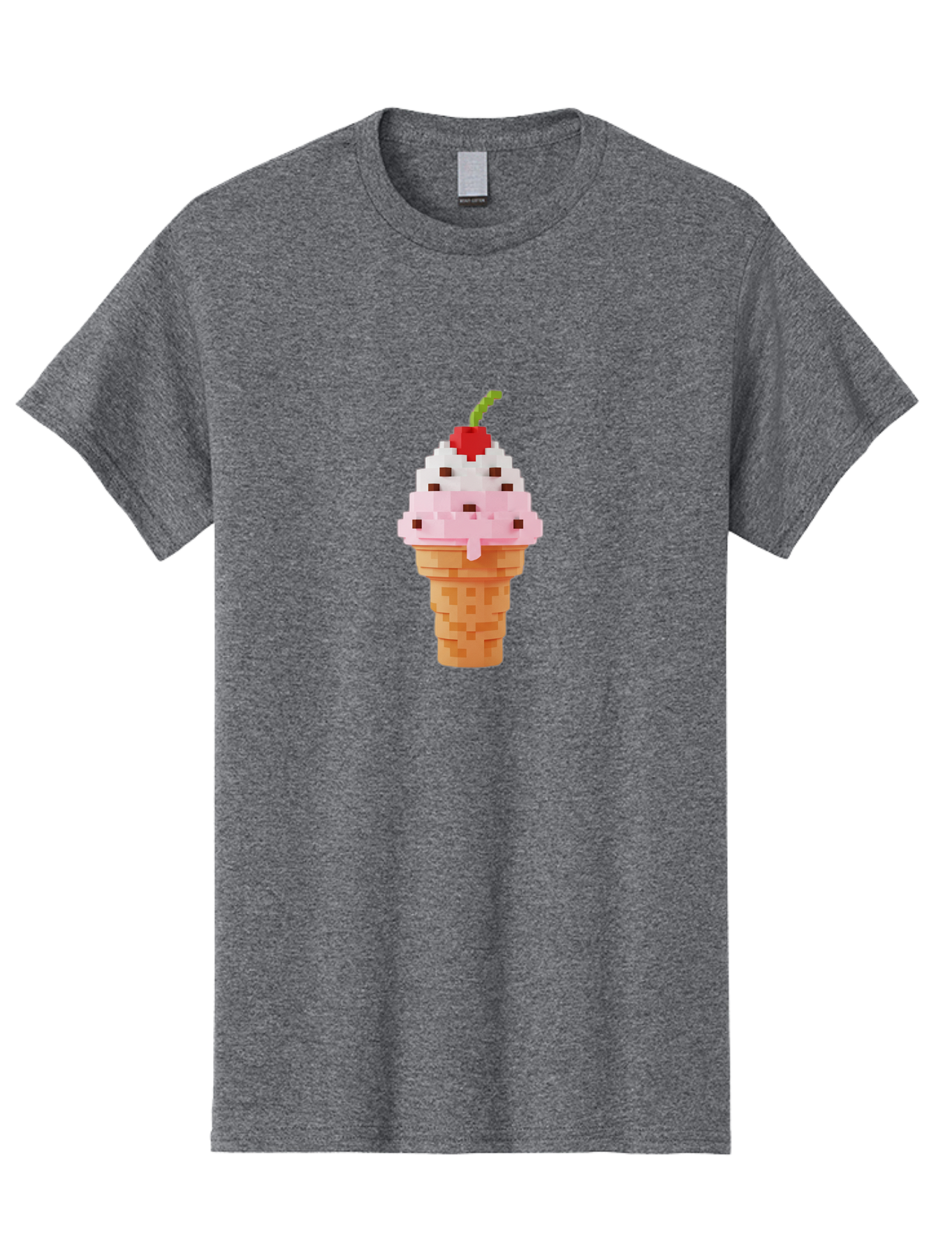 Ice-Cream-Cone-3 Men'S Graphic Tee, 100% Cotton, Comfortable Casual Summer Wear, Machine Washable, Pixel Art Ice Cream, Strawberry Ice Cream Cone, Chocolate Chips, Melting Ice Cream, Pixelated Dessert, Sweet Treat, Digital Art, Pixel Graphics, Baa864
