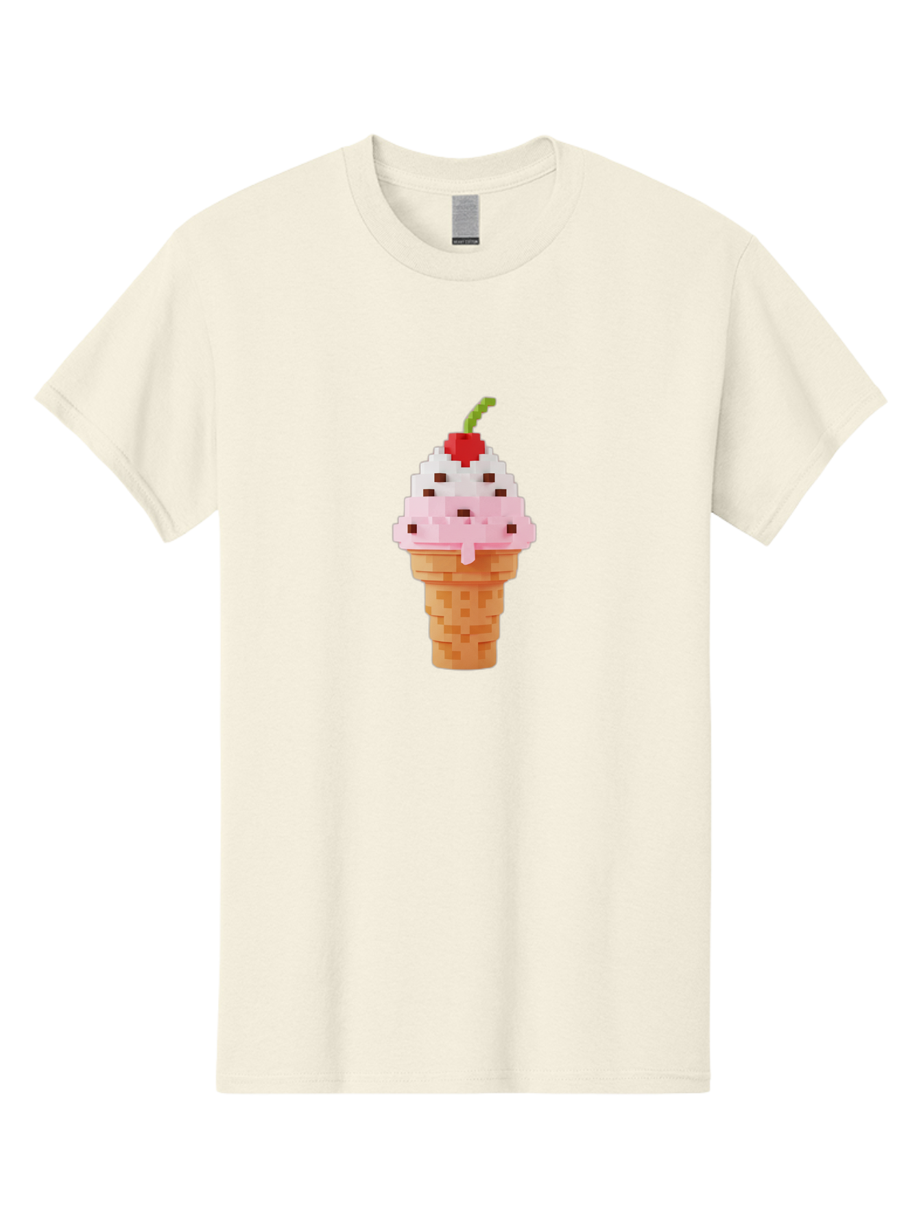 Ice-Cream-Cone-3 Men'S Graphic Tee, 100% Cotton, Comfortable Casual Summer Wear, Machine Washable, Pixel Art Ice Cream, Strawberry Ice Cream Cone, Chocolate Chips, Melting Ice Cream, Pixelated Dessert, Sweet Treat, Digital Art, Pixel Graphics, Baa864