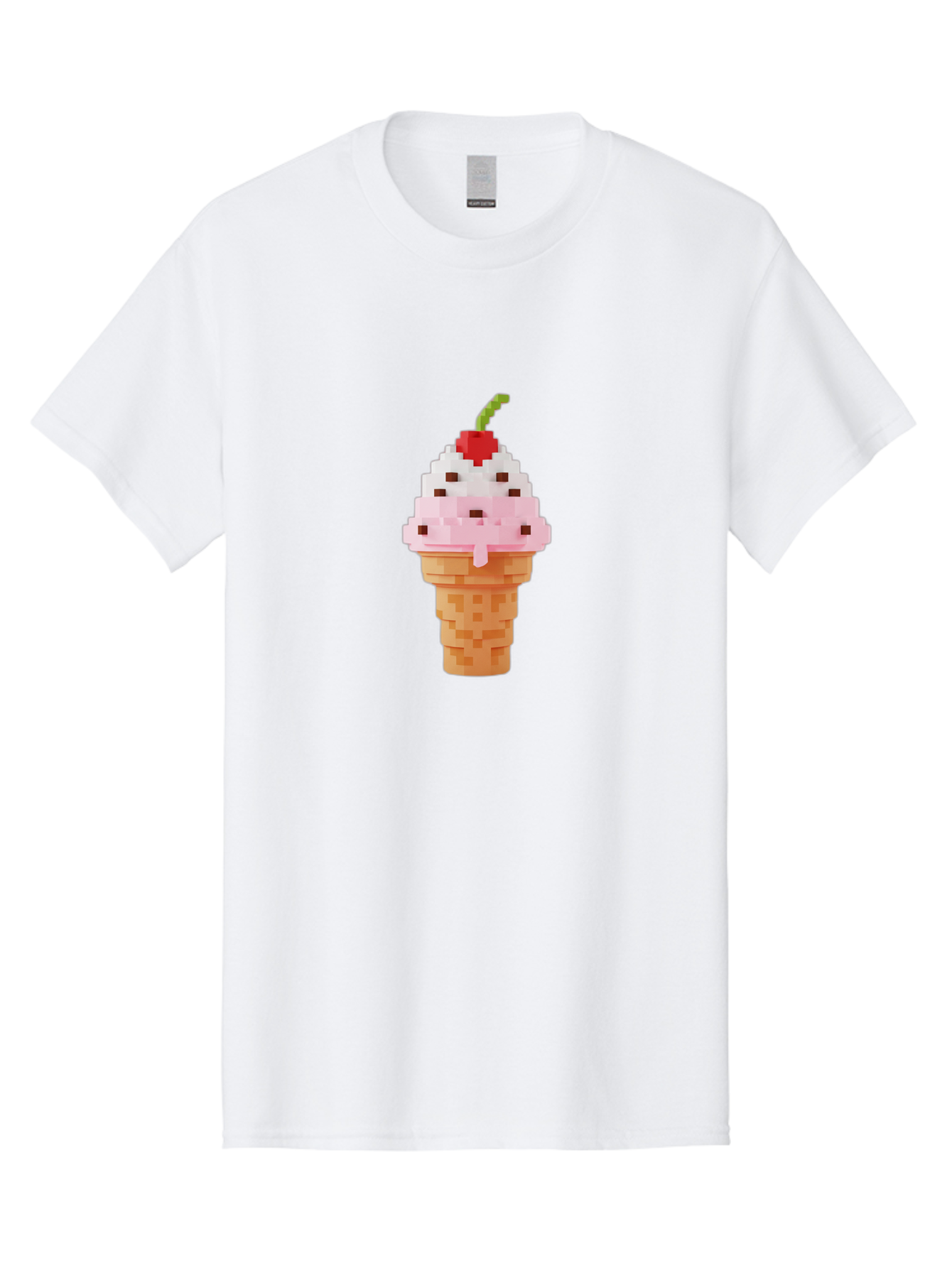 Ice-Cream-Cone-3 Men'S Graphic Tee, 100% Cotton, Comfortable Casual Summer Wear, Machine Washable, Pixel Art Ice Cream, Strawberry Ice Cream Cone, Chocolate Chips, Melting Ice Cream, Pixelated Dessert, Sweet Treat, Digital Art, Pixel Graphics, Baa864