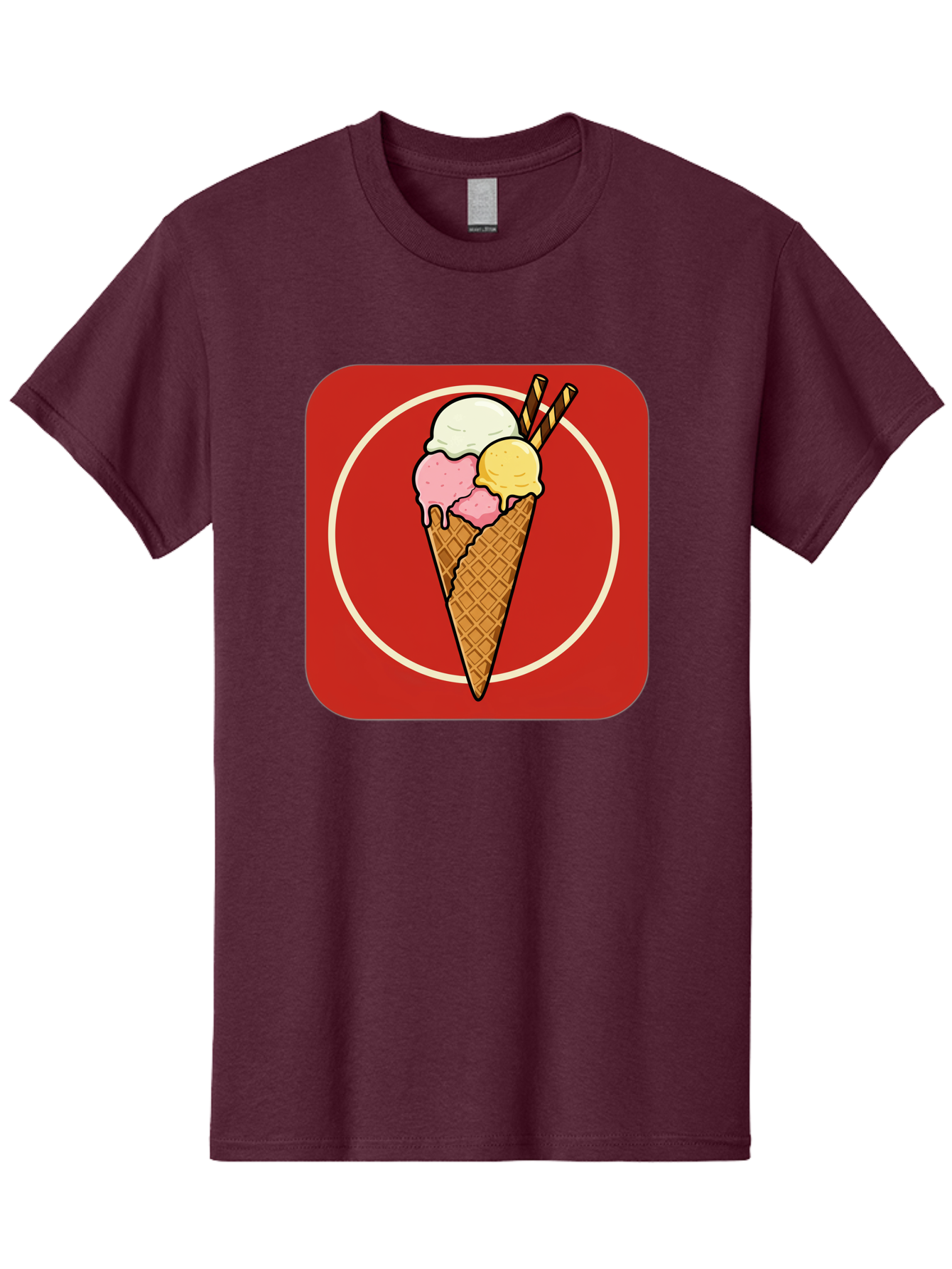 Ice-Cream-Cone-7 Men'S Graphic Tee, 100% Cotton, Comfortable Casual Summer Wear, Machine Washable, Ice Cream Cone, Three Scoops, Waffle Cone, Dessert, Sweet Treats, Colorful Illustration, Ice Cream Lovers, Tasty Delights Baa868