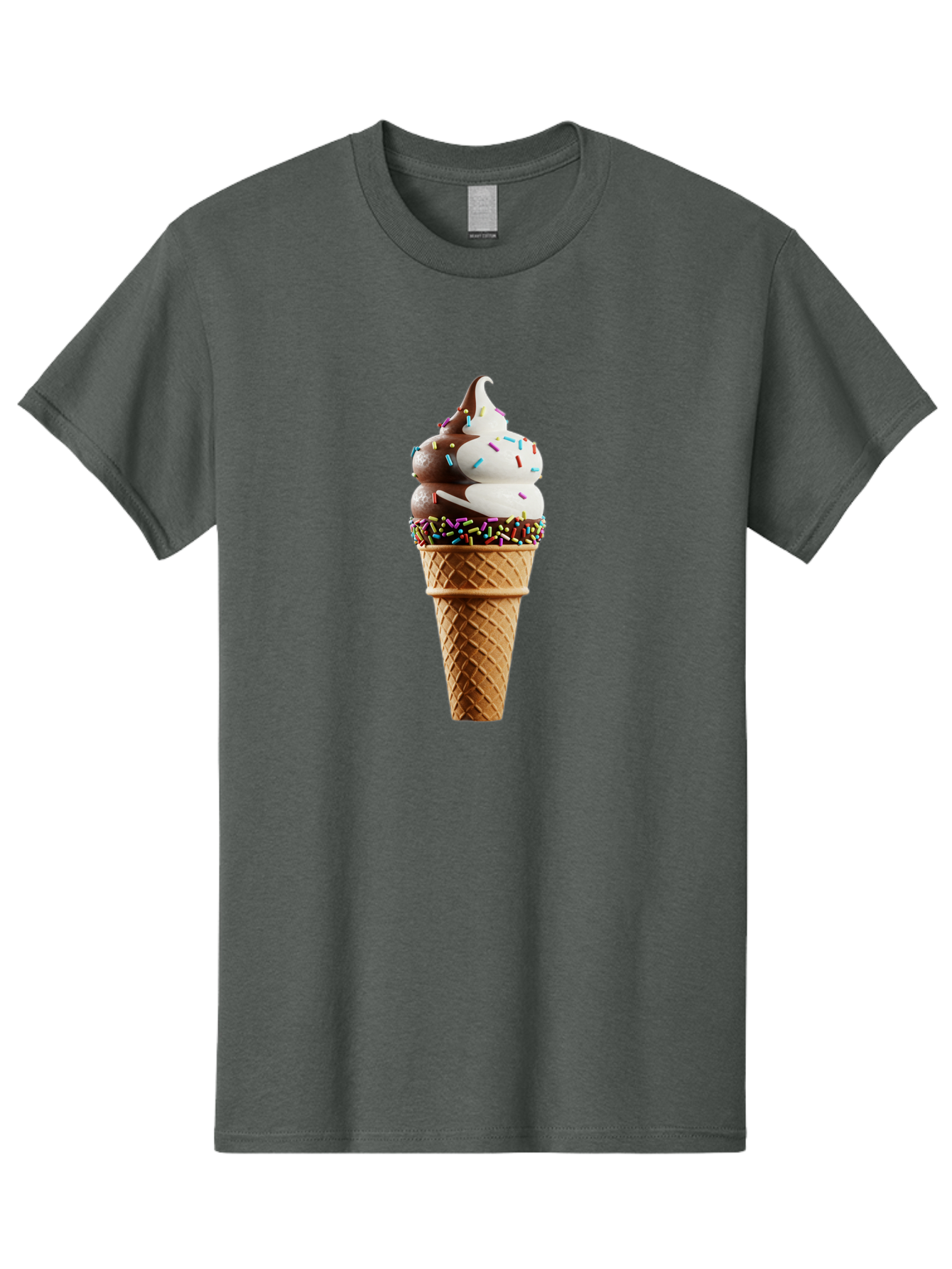 Ice-Cream-Cone Men'S Graphic Tee, 100% Cotton, Comfortable Casual Summer Wear, Machine Washable, Ice Cream Cone, Chocolate And Vanilla Swirl, Rainbow Sprinkles, Sweet Treat, Dessert Delight, Colorful Ice Cream, Tasty Cone, Fun Dessert, Baa875