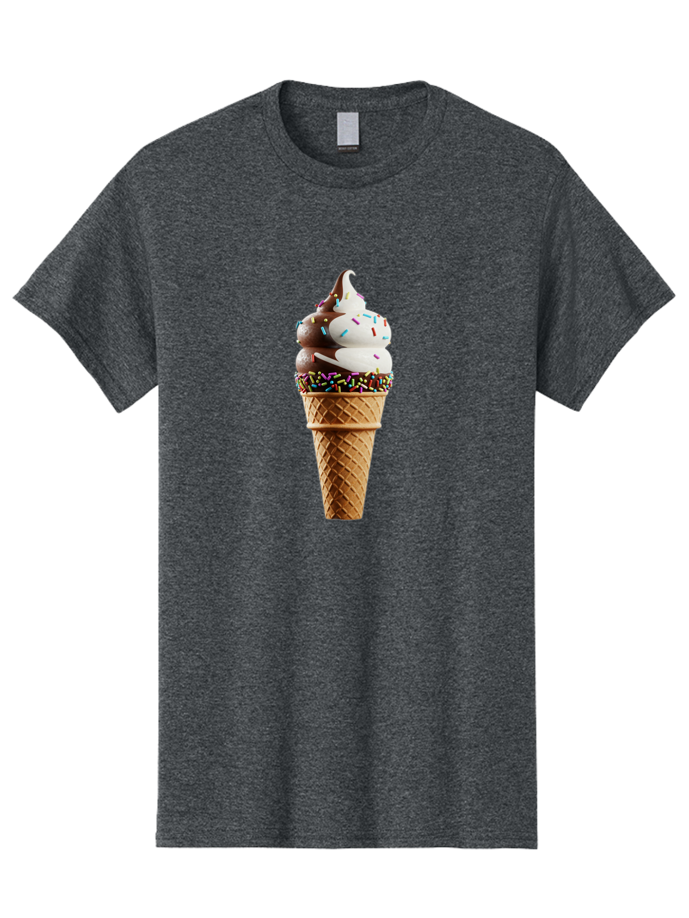 Ice-Cream-Cone Men'S Graphic Tee, 100% Cotton, Comfortable Casual Summer Wear, Machine Washable, Ice Cream Cone, Chocolate And Vanilla Swirl, Rainbow Sprinkles, Sweet Treat, Dessert Delight, Colorful Ice Cream, Tasty Cone, Fun Dessert, Baa875