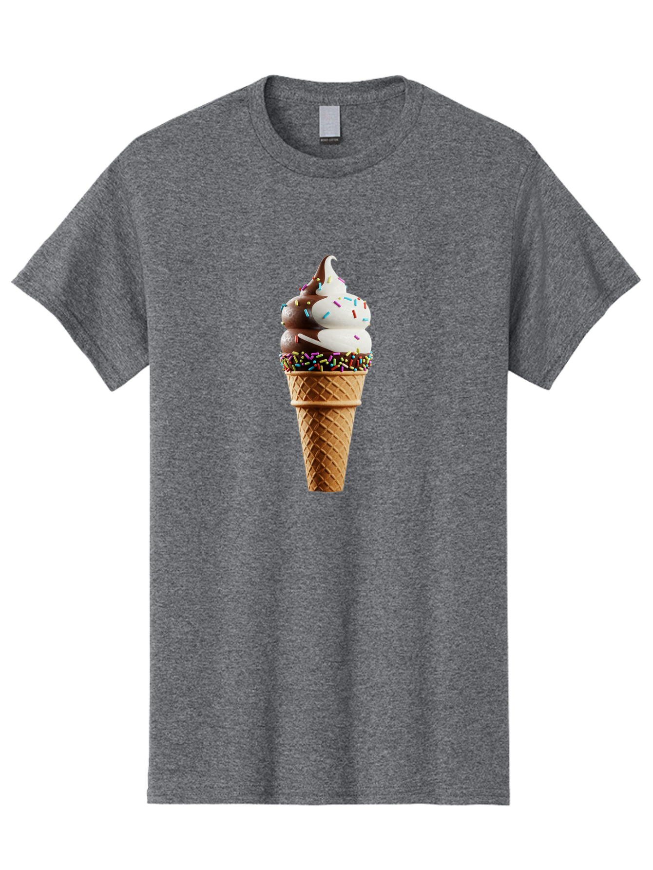 Ice-Cream-Cone Men'S Graphic Tee, 100% Cotton, Comfortable Casual Summer Wear, Machine Washable, Ice Cream Cone, Chocolate And Vanilla Swirl, Rainbow Sprinkles, Sweet Treat, Dessert Delight, Colorful Ice Cream, Tasty Cone, Fun Dessert, Baa875