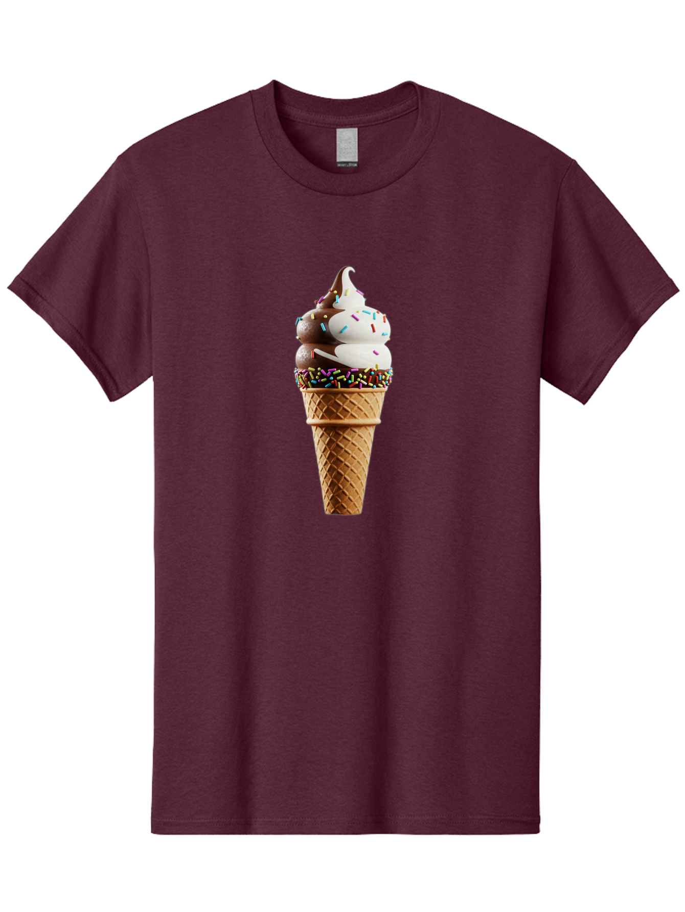 Ice-Cream-Cone Men'S Graphic Tee, 100% Cotton, Comfortable Casual Summer Wear, Machine Washable, Ice Cream Cone, Chocolate And Vanilla Swirl, Rainbow Sprinkles, Sweet Treat, Dessert Delight, Colorful Ice Cream, Tasty Cone, Fun Dessert, Baa875