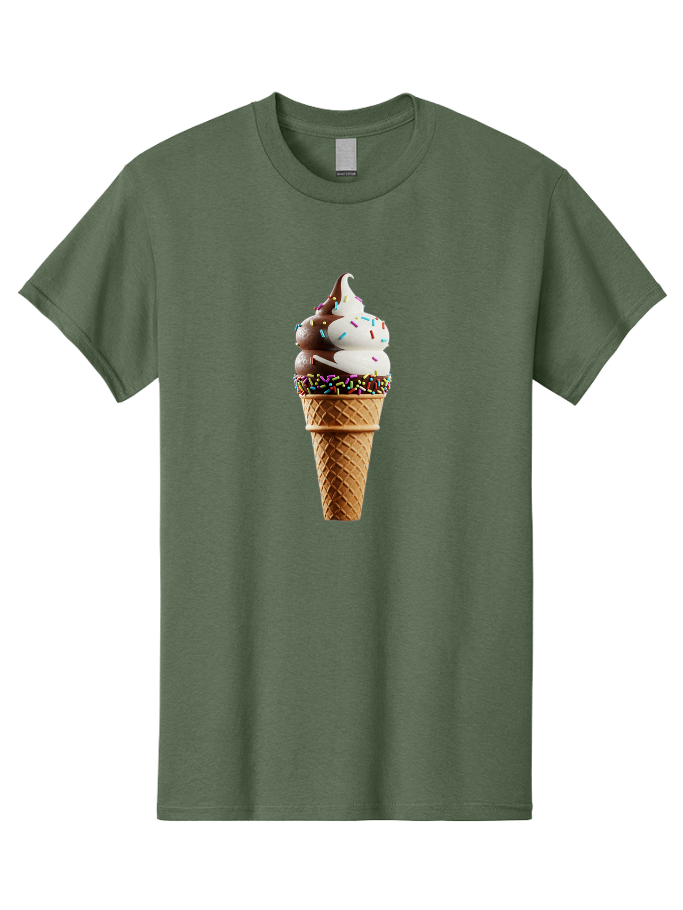 Ice-Cream-Cone Men'S Graphic Tee, 100% Cotton, Comfortable Casual Summer Wear, Machine Washable, Ice Cream Cone, Chocolate And Vanilla Swirl, Rainbow Sprinkles, Sweet Treat, Dessert Delight, Colorful Ice Cream, Tasty Cone, Fun Dessert, Baa875