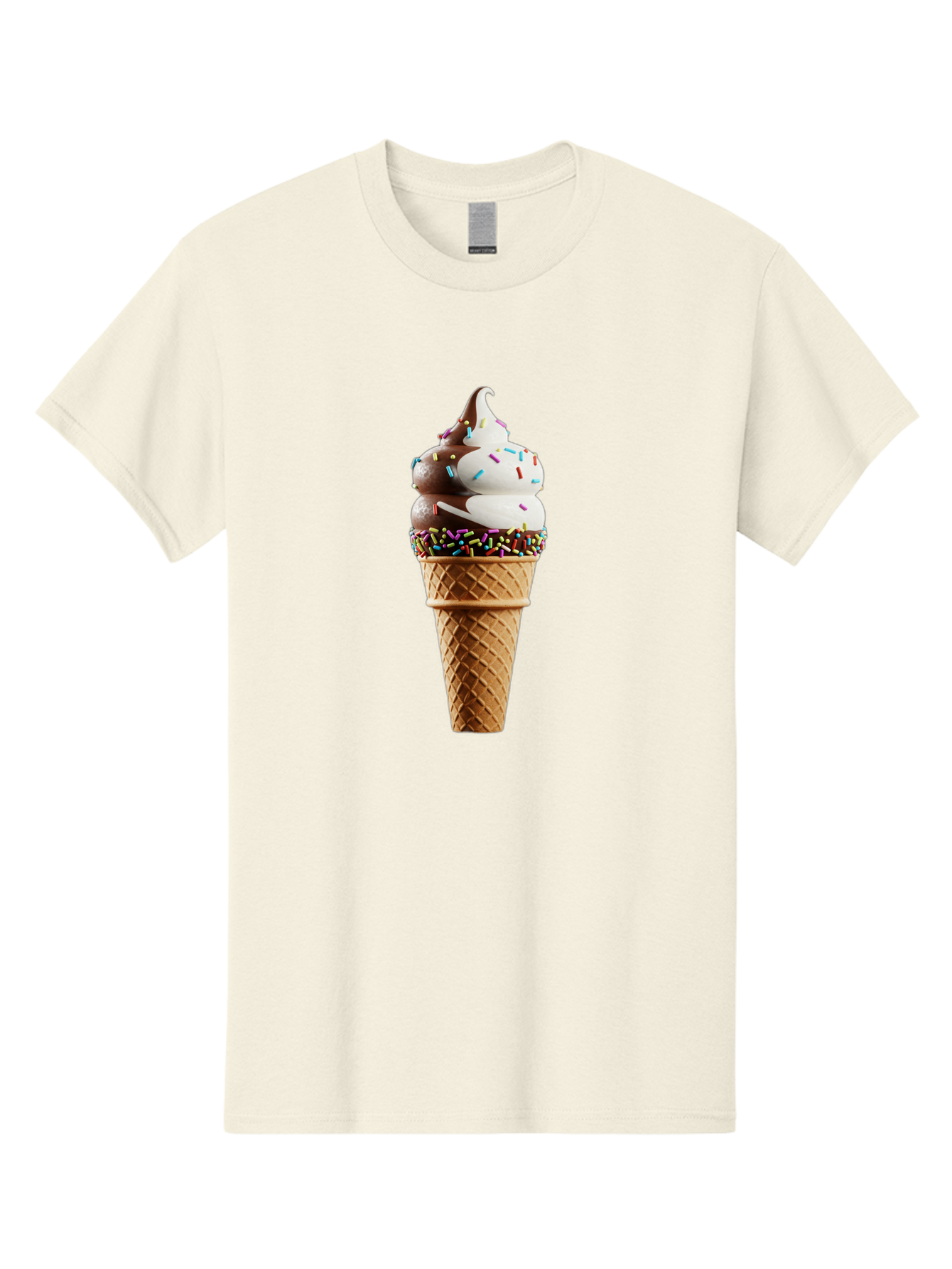 Ice-Cream-Cone Men'S Graphic Tee, 100% Cotton, Comfortable Casual Summer Wear, Machine Washable, Ice Cream Cone, Chocolate And Vanilla Swirl, Rainbow Sprinkles, Sweet Treat, Dessert Delight, Colorful Ice Cream, Tasty Cone, Fun Dessert, Baa875