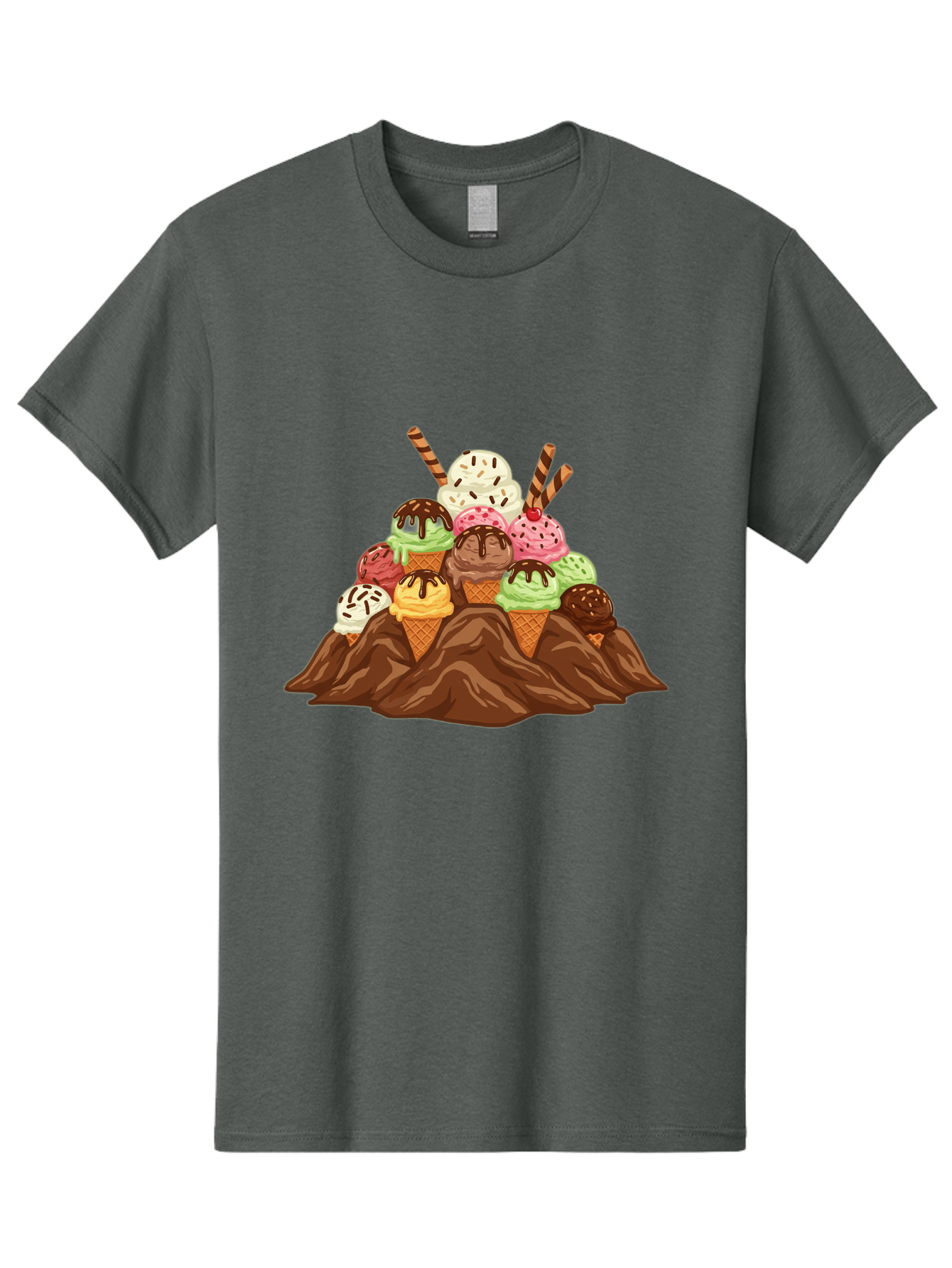 Ice-Cream-Cones Men'S Graphic Tee, 100% Cotton, Comfortable Casual Summer Wear, Machine Washable, Ice Cream Cones, Chocolate Sauce, Sprinkles, Waffle Cones, Colorful Ice Cream, Sweet Treats, Dessert Delights, Tasty Ice Cream, Dessert Art, Baa877