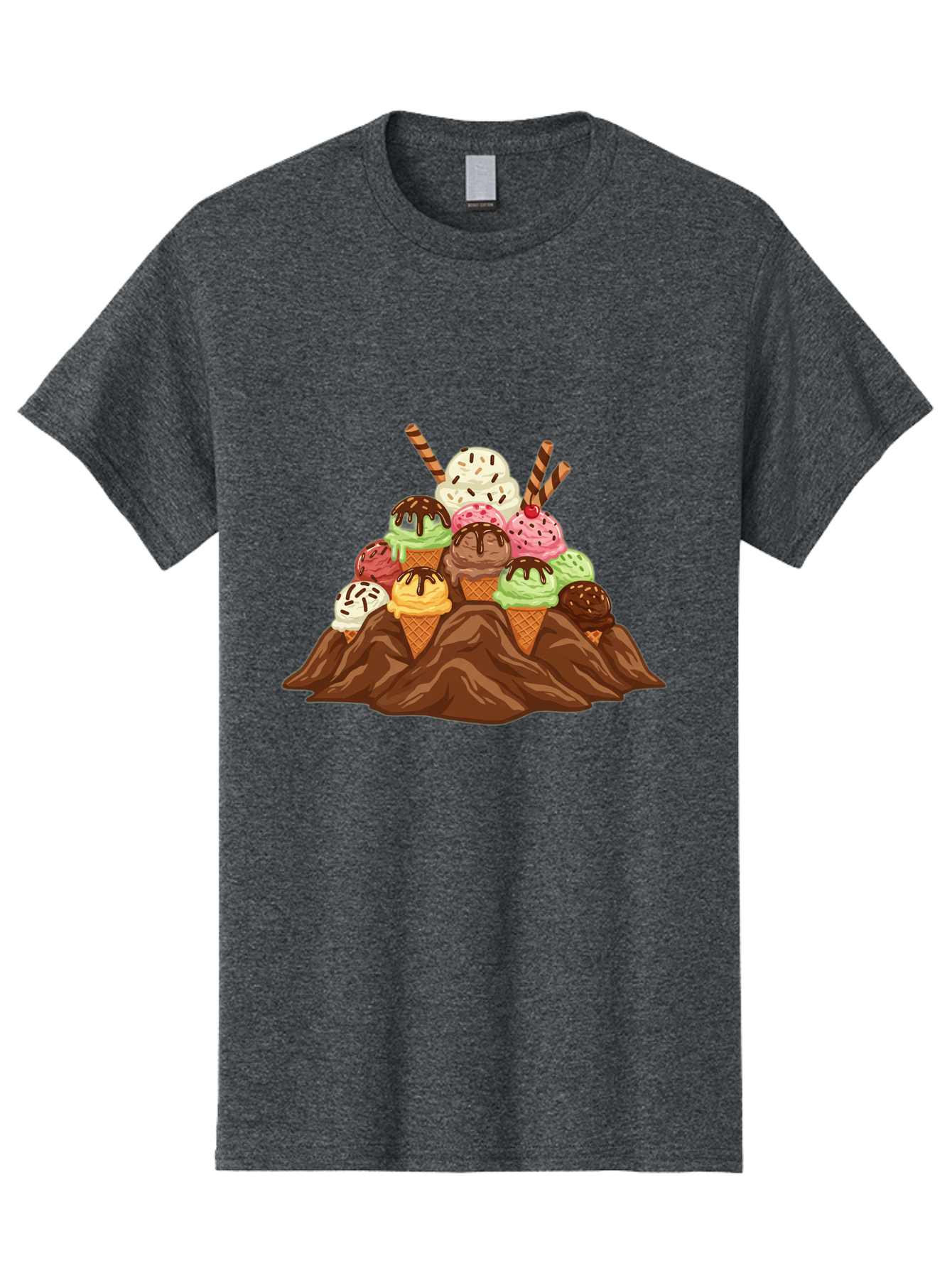 Ice-Cream-Cones Men'S Graphic Tee, 100% Cotton, Comfortable Casual Summer Wear, Machine Washable, Ice Cream Cones, Chocolate Sauce, Sprinkles, Waffle Cones, Colorful Ice Cream, Sweet Treats, Dessert Delights, Tasty Ice Cream, Dessert Art, Baa877