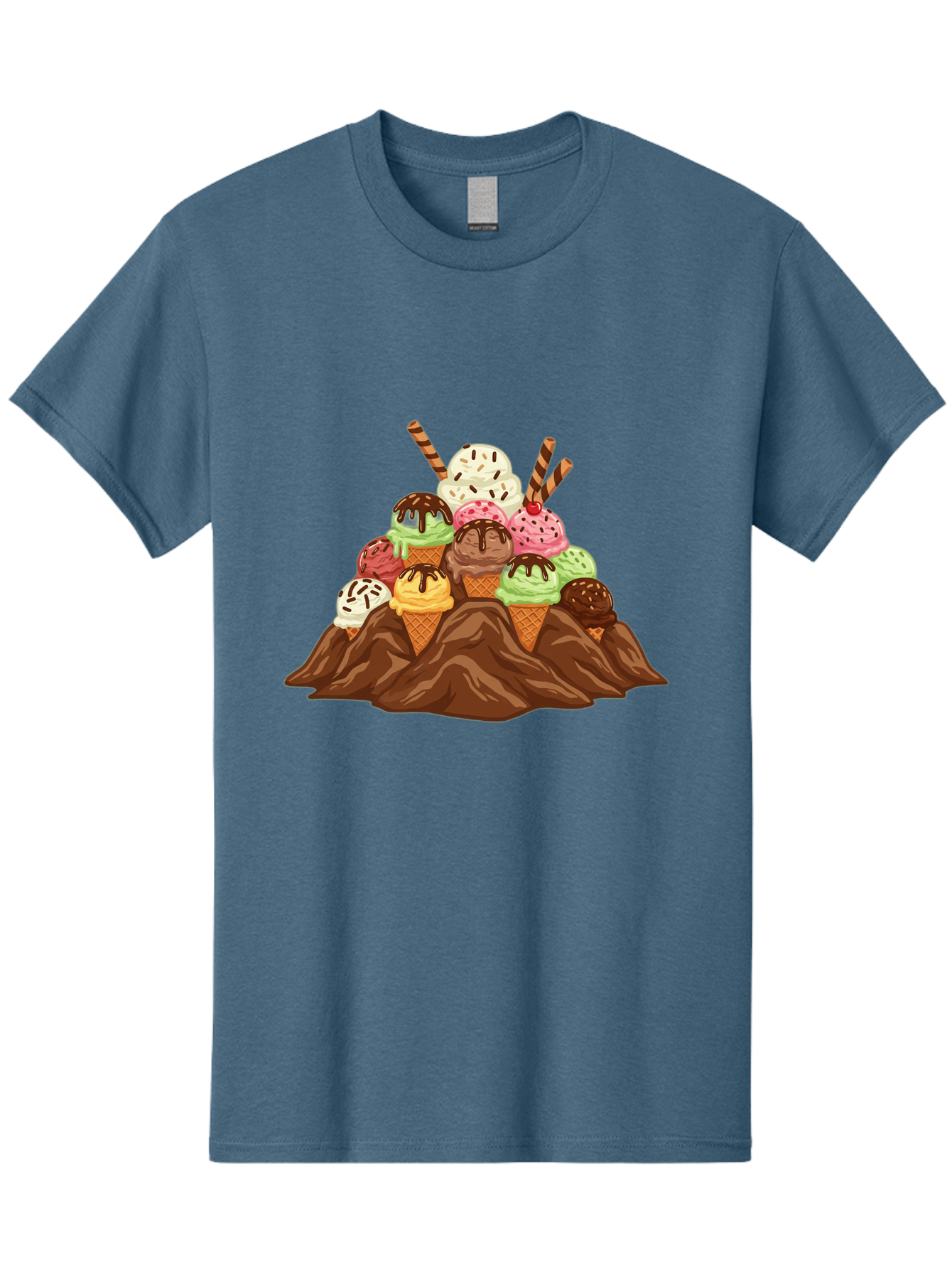 Ice-Cream-Cones Men'S Graphic Tee, 100% Cotton, Comfortable Casual Summer Wear, Machine Washable, Ice Cream Cones, Chocolate Sauce, Sprinkles, Waffle Cones, Colorful Ice Cream, Sweet Treats, Dessert Delights, Tasty Ice Cream, Dessert Art, Baa877