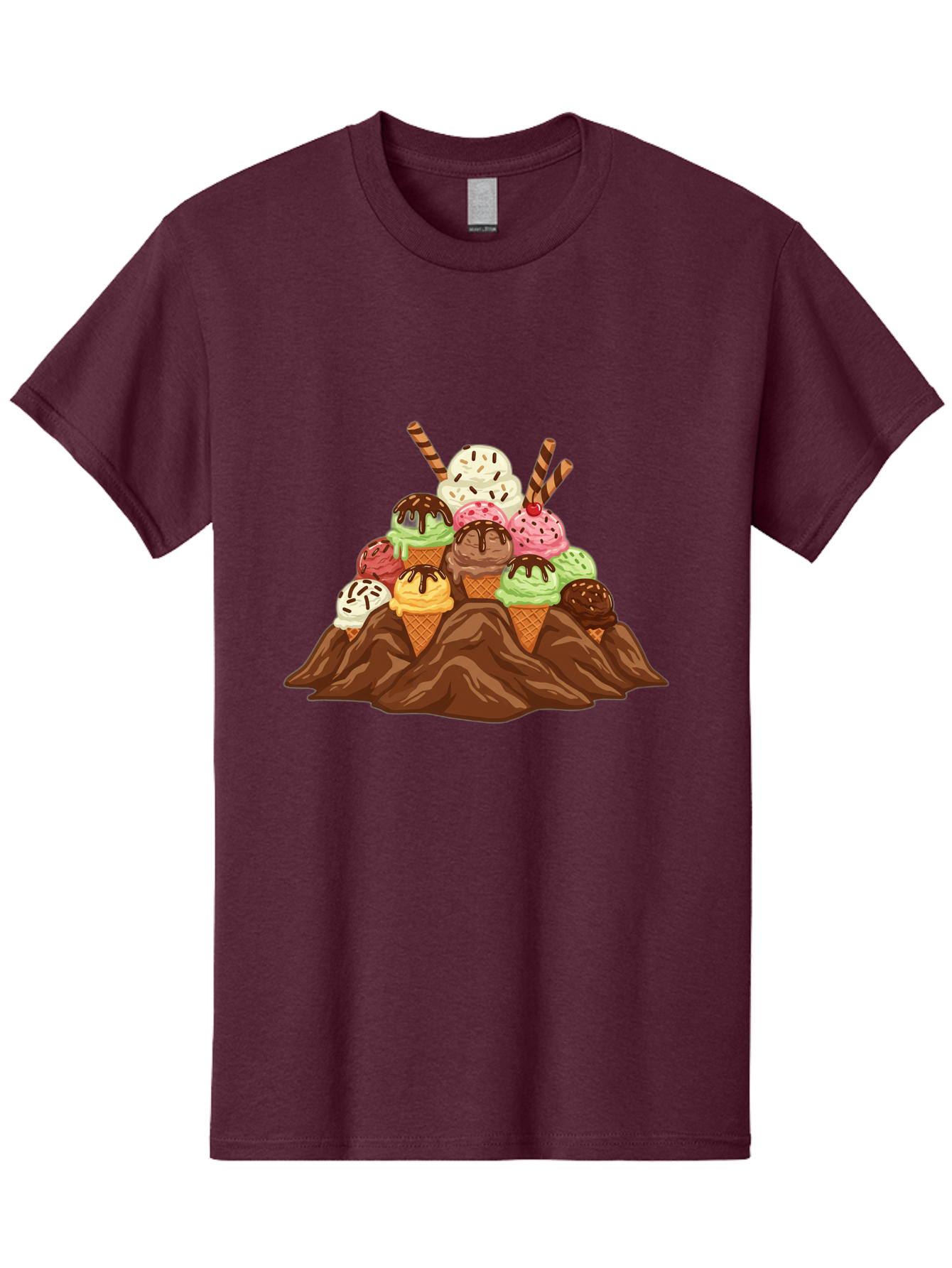 Ice-Cream-Cones Men'S Graphic Tee, 100% Cotton, Comfortable Casual Summer Wear, Machine Washable, Ice Cream Cones, Chocolate Sauce, Sprinkles, Waffle Cones, Colorful Ice Cream, Sweet Treats, Dessert Delights, Tasty Ice Cream, Dessert Art, Baa877