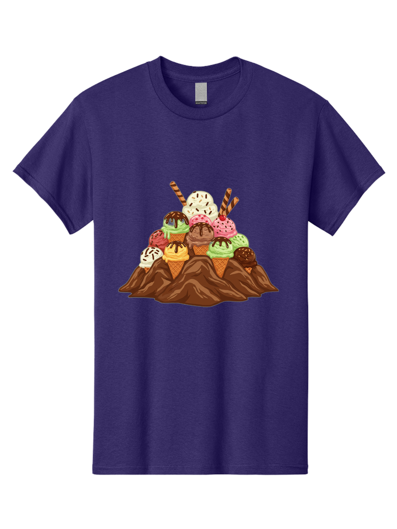 Ice-Cream-Cones Men'S Graphic Tee, 100% Cotton, Comfortable Casual Summer Wear, Machine Washable, Ice Cream Cones, Chocolate Sauce, Sprinkles, Waffle Cones, Colorful Ice Cream, Sweet Treats, Dessert Delights, Tasty Ice Cream, Dessert Art, Baa877