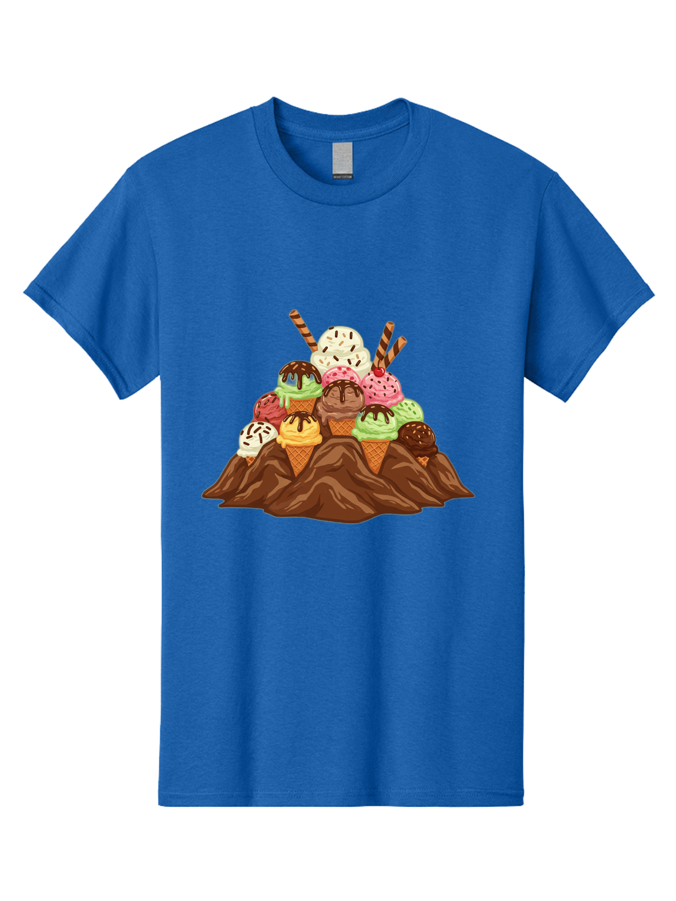 Ice-Cream-Cones Men'S Graphic Tee, 100% Cotton, Comfortable Casual Summer Wear, Machine Washable, Ice Cream Cones, Chocolate Sauce, Sprinkles, Waffle Cones, Colorful Ice Cream, Sweet Treats, Dessert Delights, Tasty Ice Cream, Dessert Art, Baa877