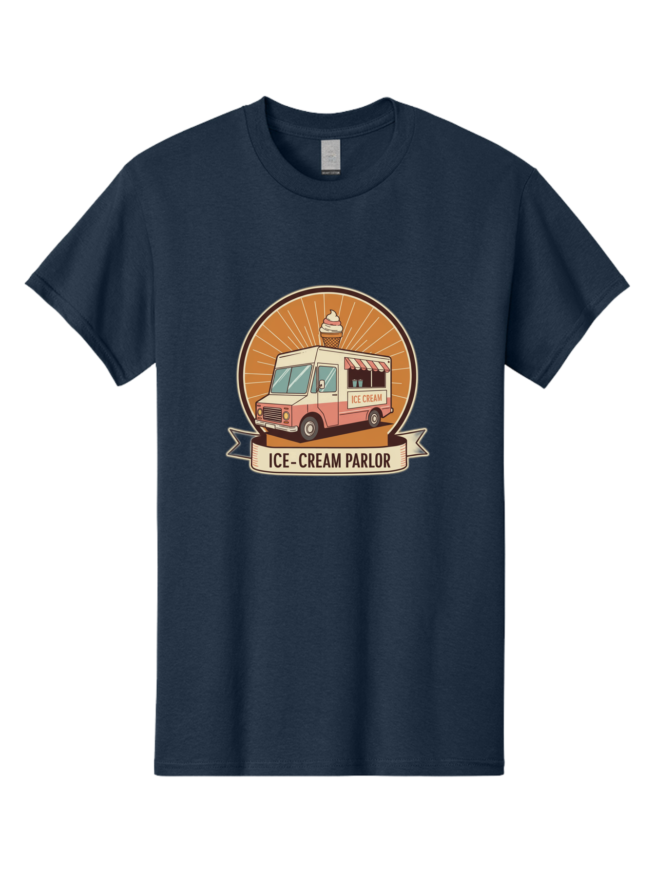 Ice-Cream-Parlor Men'S Graphic Tee, 100% Cotton, Comfortable Casual Summer Wear, Machine Washable, Ice Cream Truck, Ice Cream Parlor, Vintage Truck, Sweet Treats, Retro Style, Ice Cream Cone, Dessert Delight, Summertime Fun, Nostalgic Charm Baa878